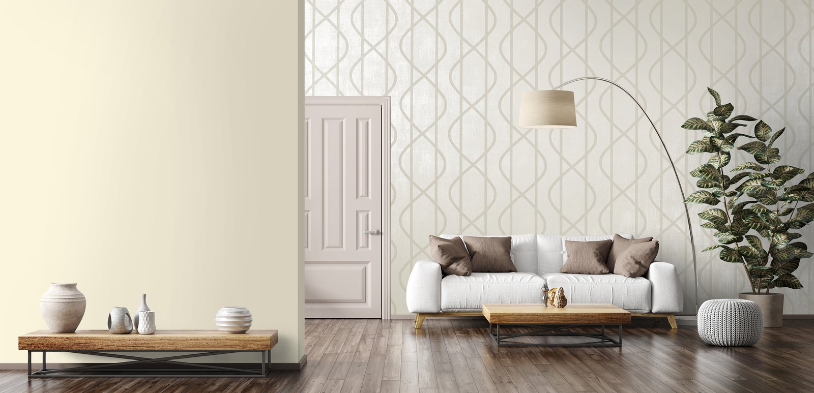 Saturn Oat Beige wallpaper in beige color - pattern number GH81219-23 - by Galerie in the Universe collection