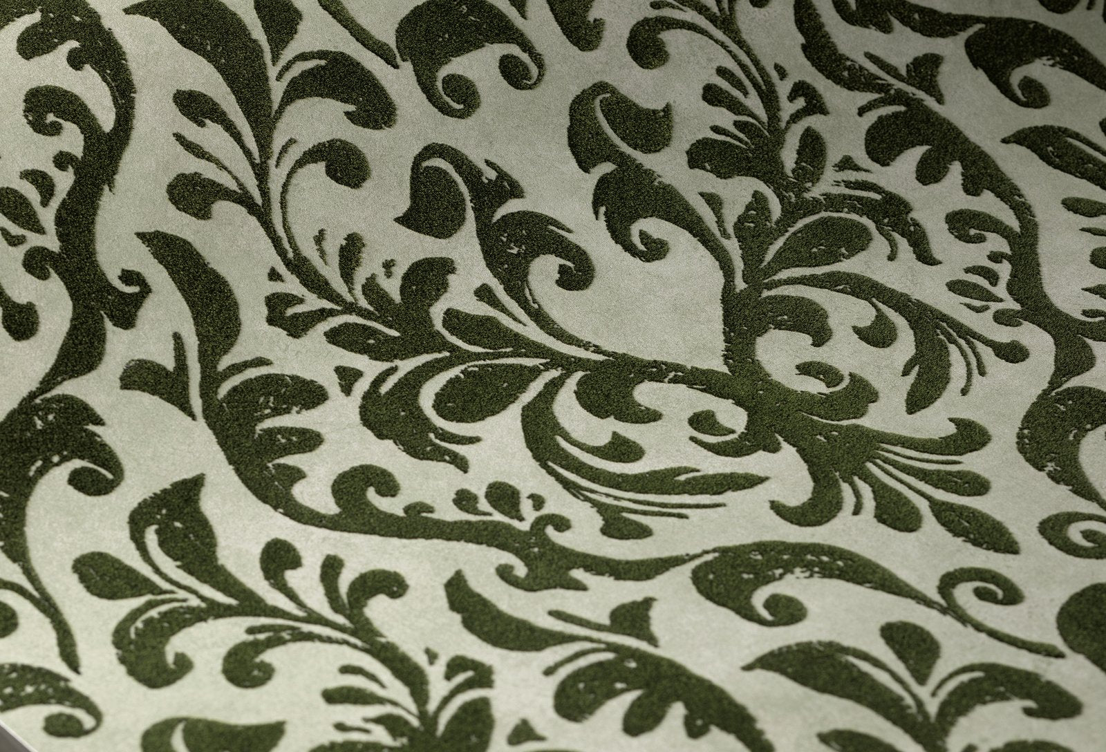 Mayfair / Loft Damask Flock wallpaper in green color - pattern number GH81254-23 - by Galerie in the Urban Classics collection