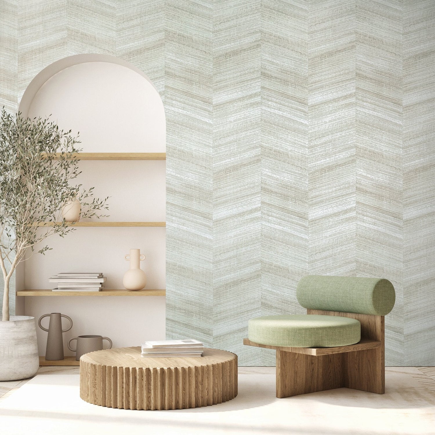 Vetro wallpaper in green color - pattern number GH81322-23 - by Galerie in the Salt collection