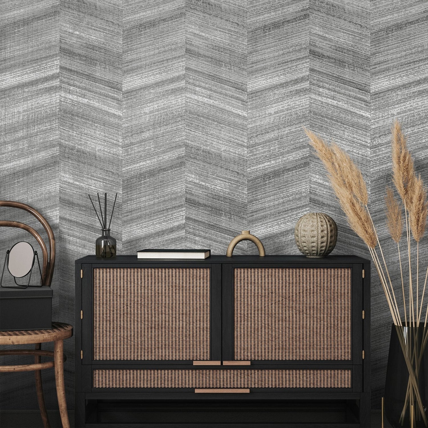 Vetro wallpaper in silver grey color - pattern number GH81327-23 - by Galerie in the Salt collection