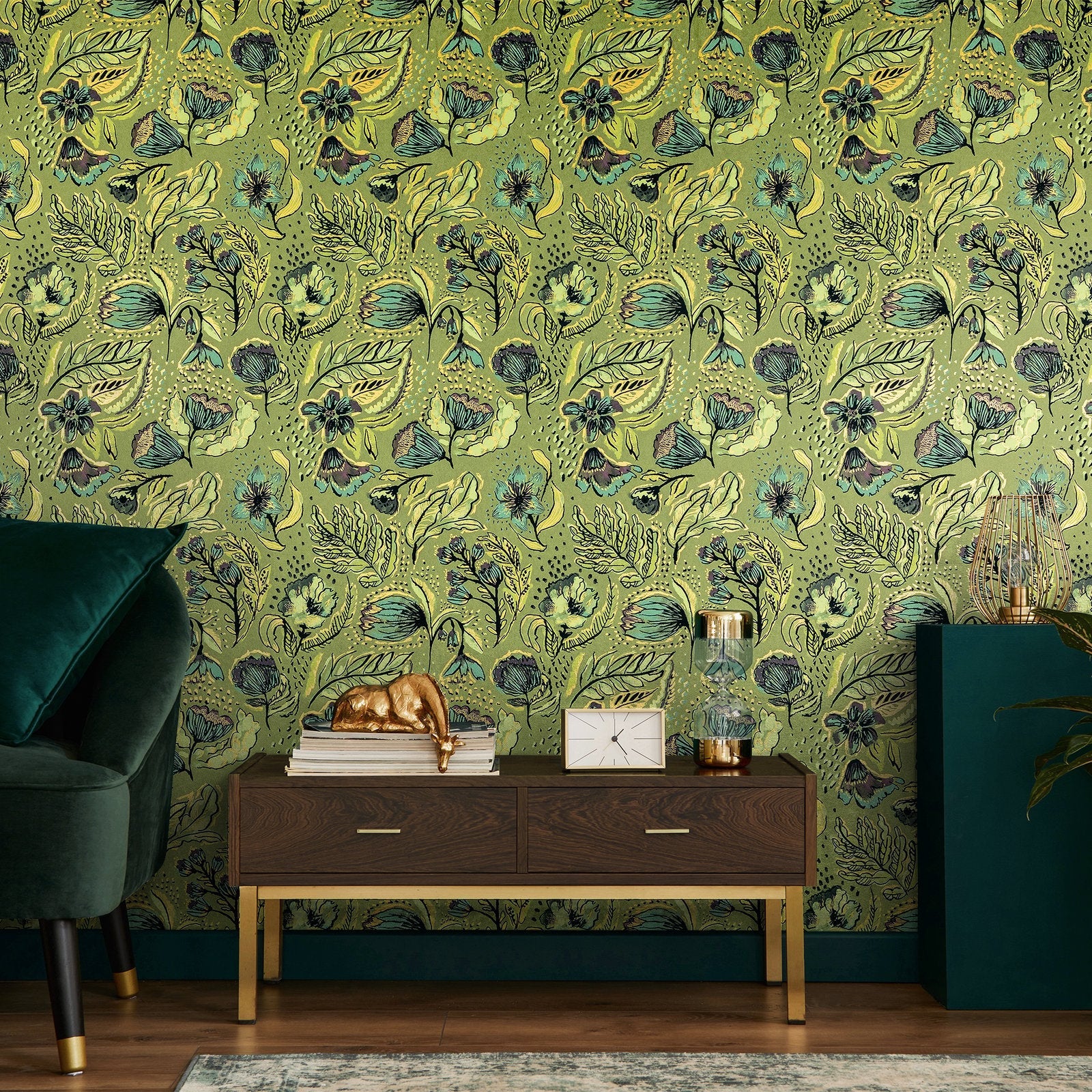 Wild Garden wallpaper in green color - pattern number GH81330-23 - by Galerie in the Pepper collection