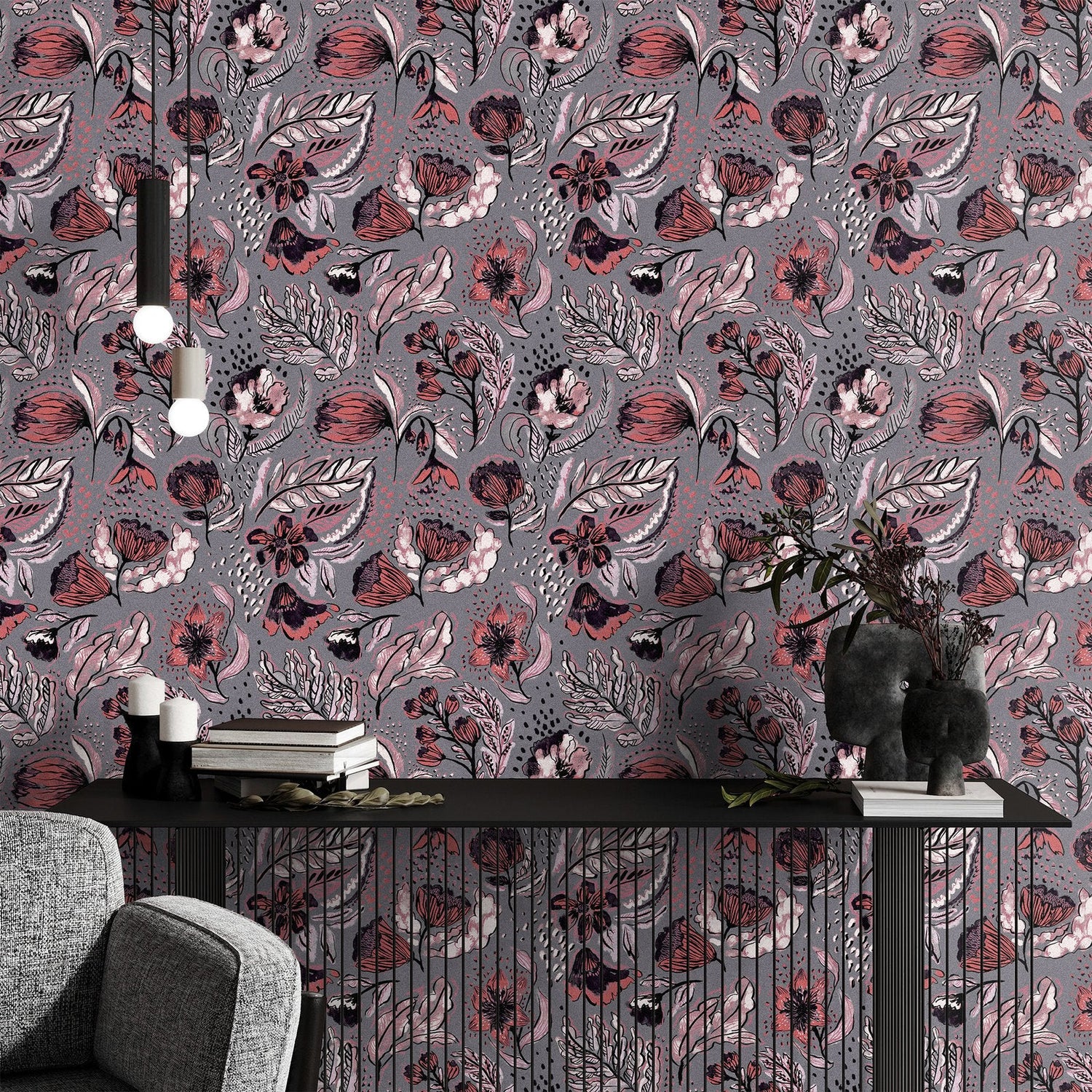 Wild Garden wallpaper in pink color - pattern number GH81331-23 - by Galerie in the Pepper collection