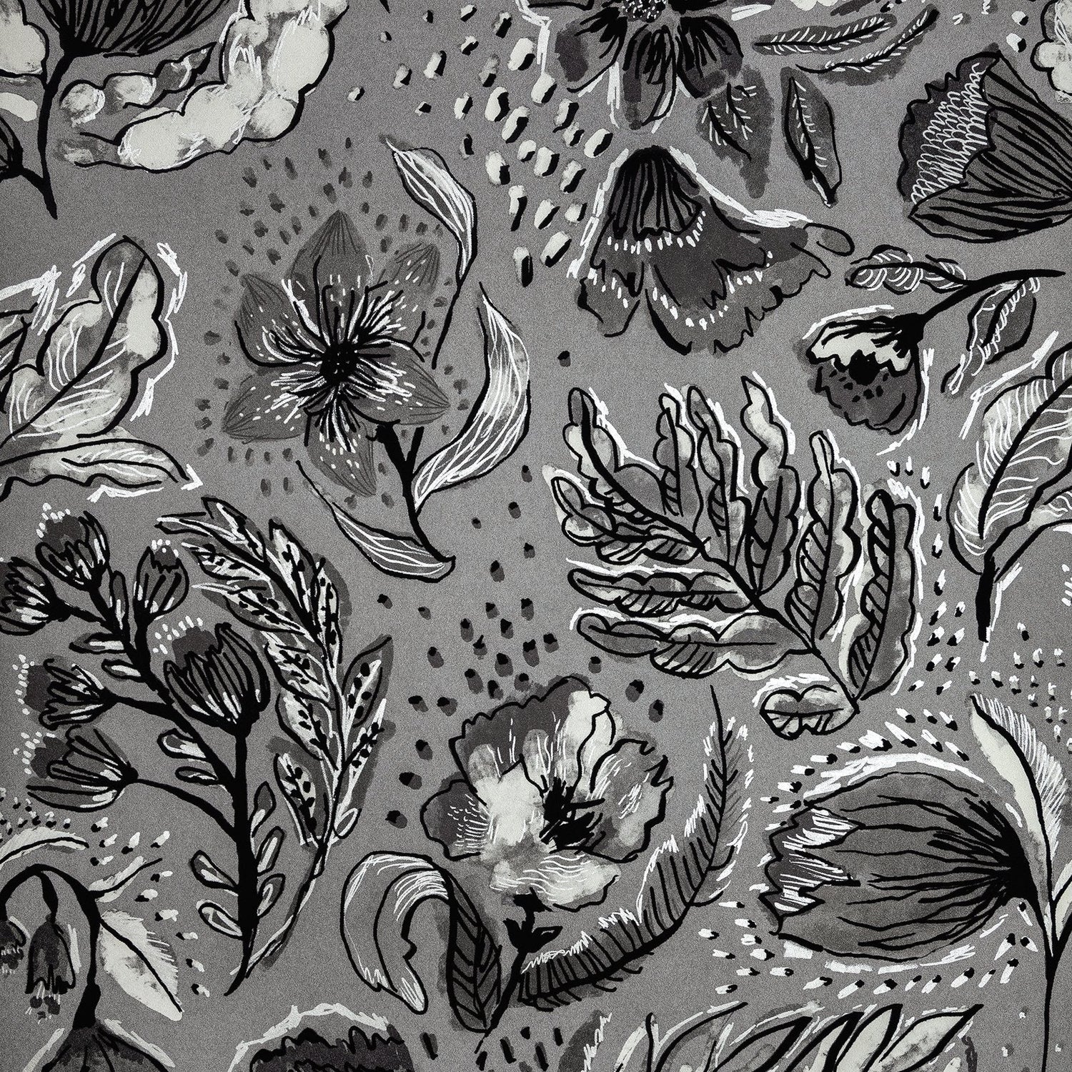Wild Garden wallpaper in silver grey color - pattern number GH81335-23 - by Galerie in the Pepper collection