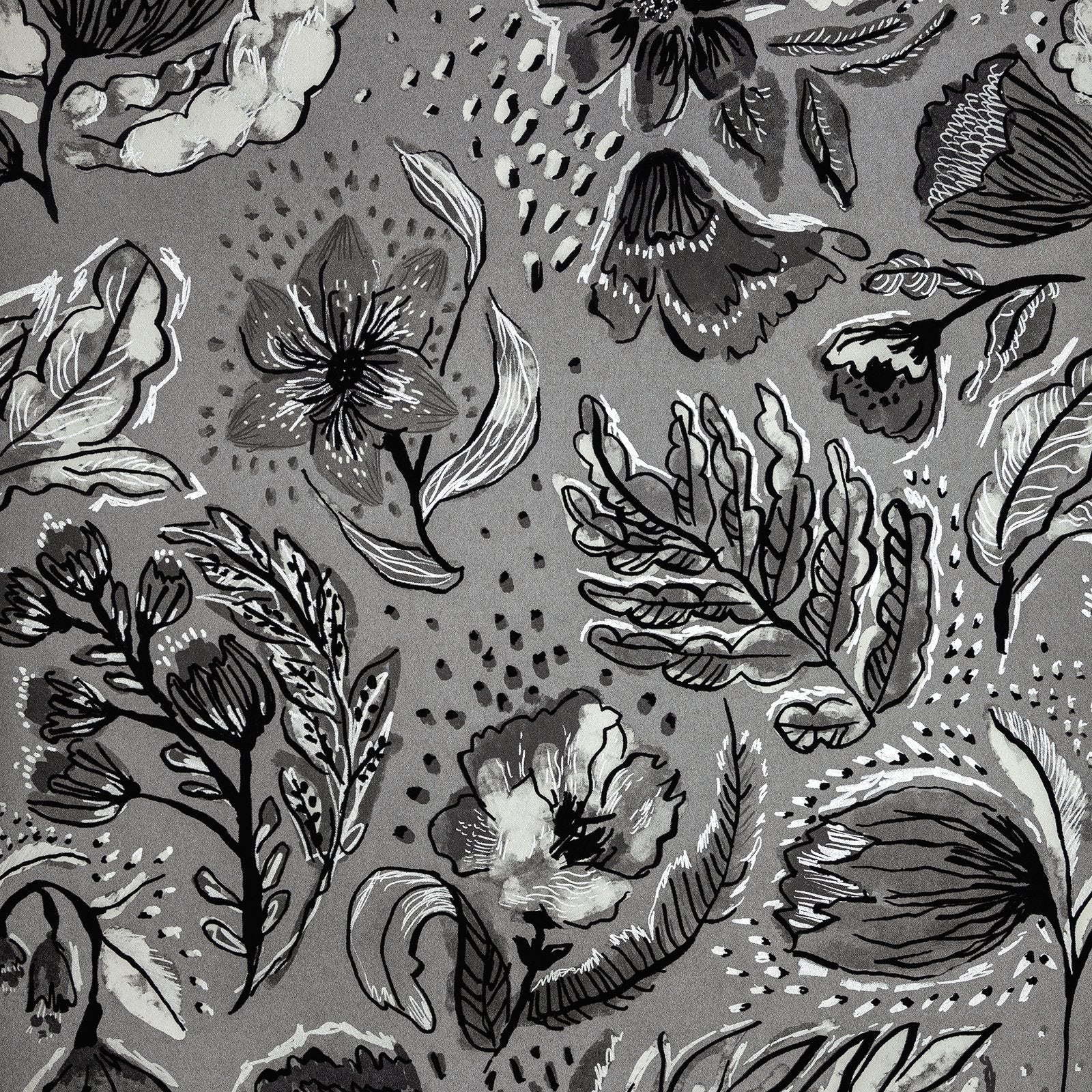 Wild Garden wallpaper in silver grey color - pattern number GH81335-23 - by Galerie in the Pepper collection