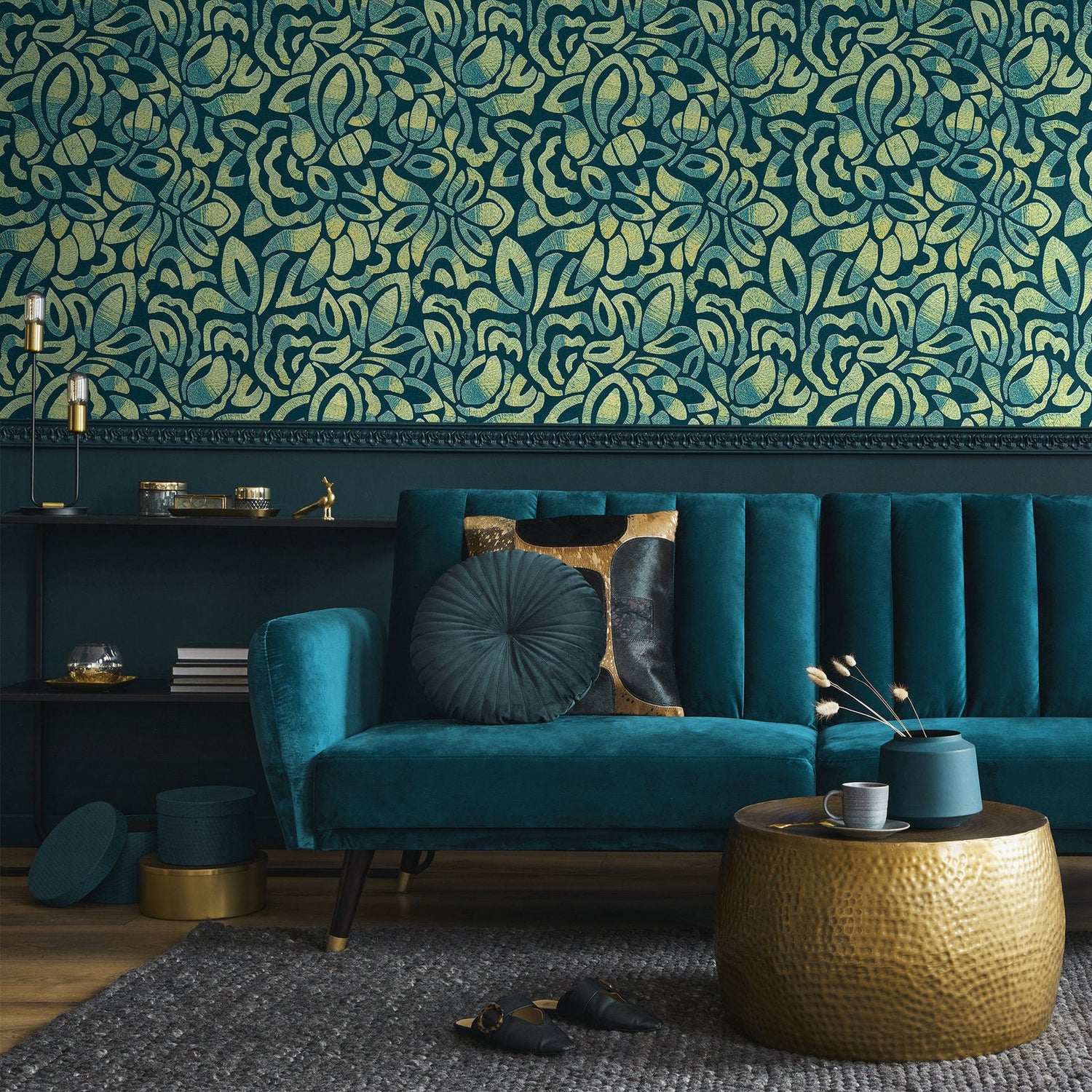 Brussels Lace wallpaper in green color - pattern number GH81337-23 - by Galerie in the Pepper collection