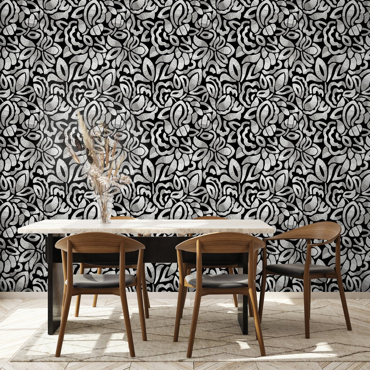 Brussels Lace wallpaper in black color - pattern number GH81338-23 - by Galerie in the Pepper collection