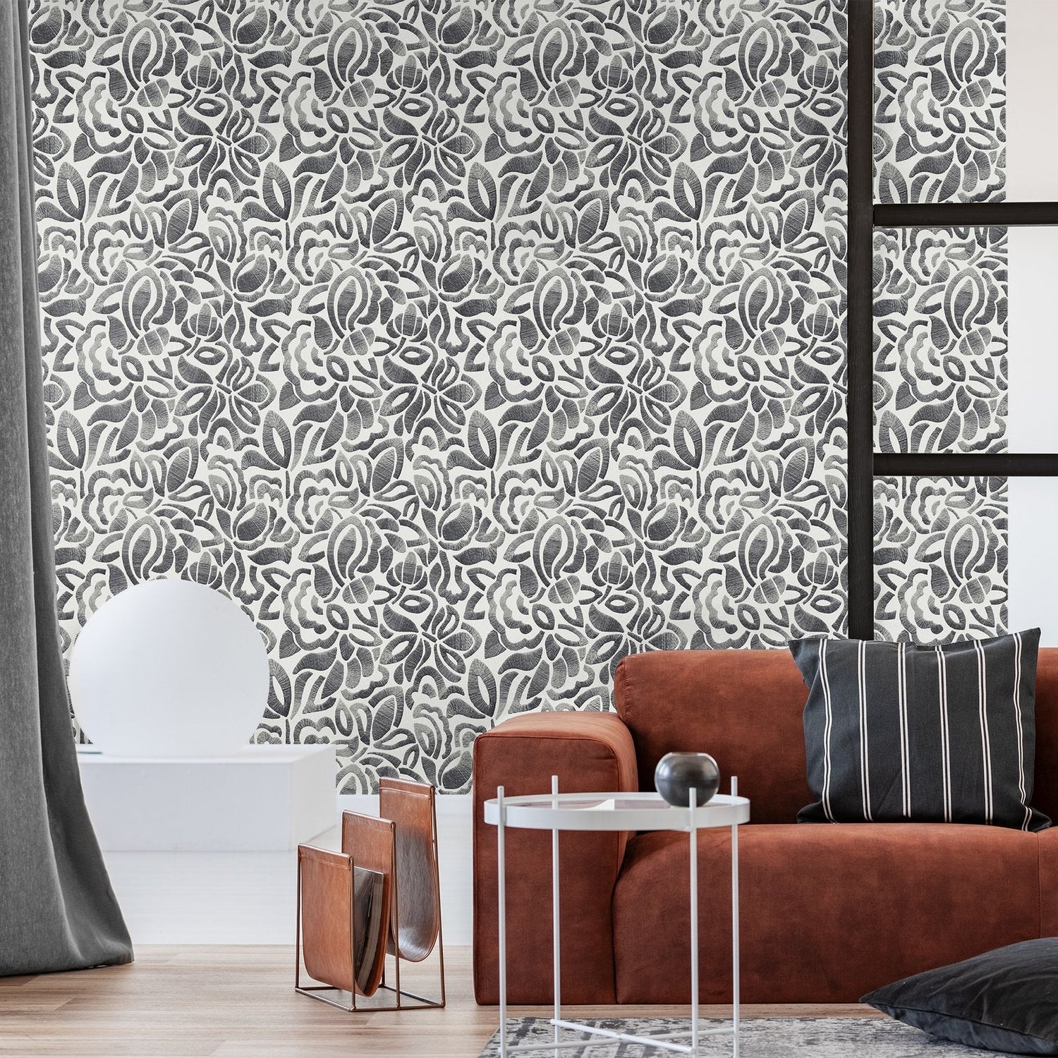Brussels Lace wallpaper in silver grey color - pattern number GH81339-23 - by Galerie in the Pepper collection
