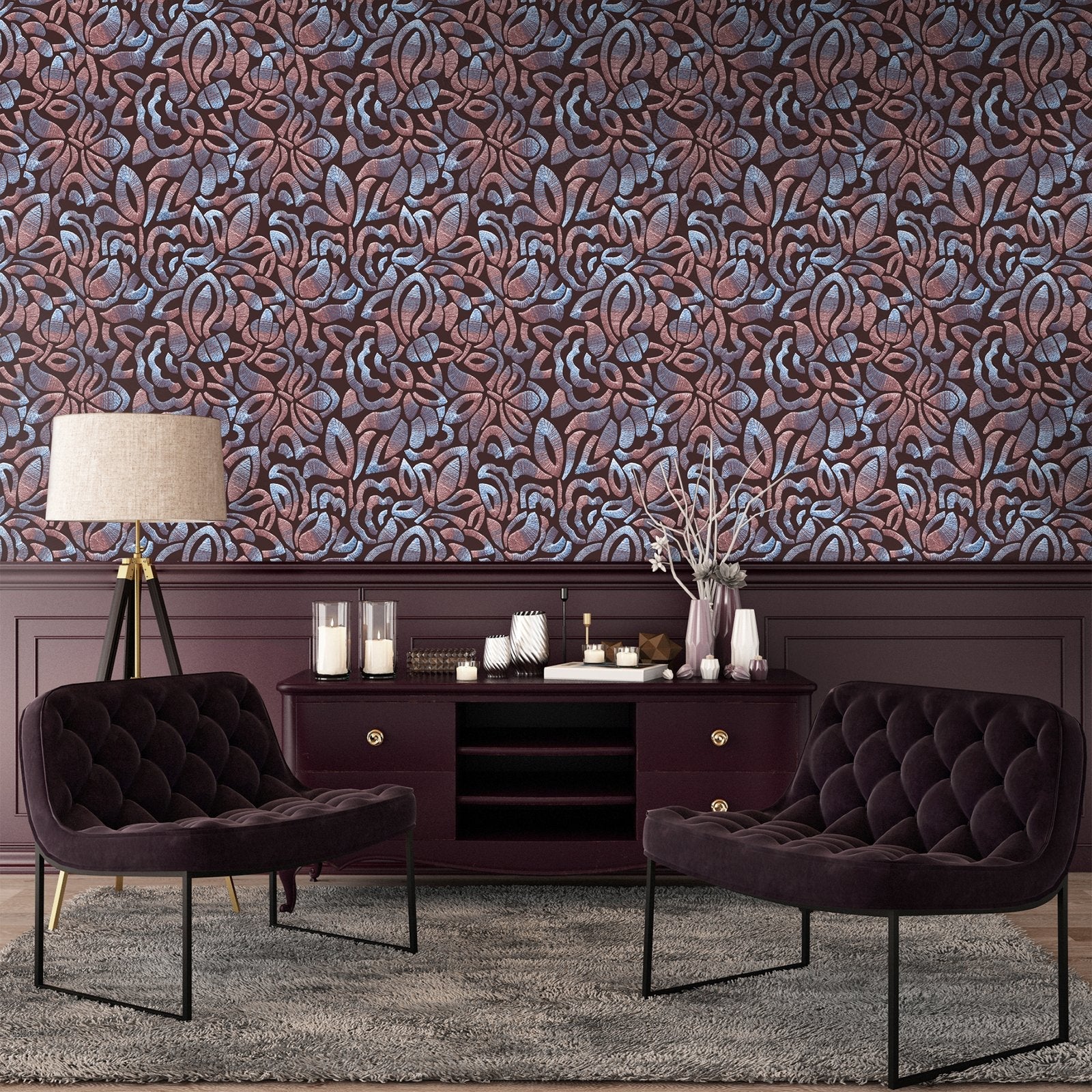 Brussels Lace wallpaper in red color - pattern number GH81342-23 - by Galerie in the Pepper collection