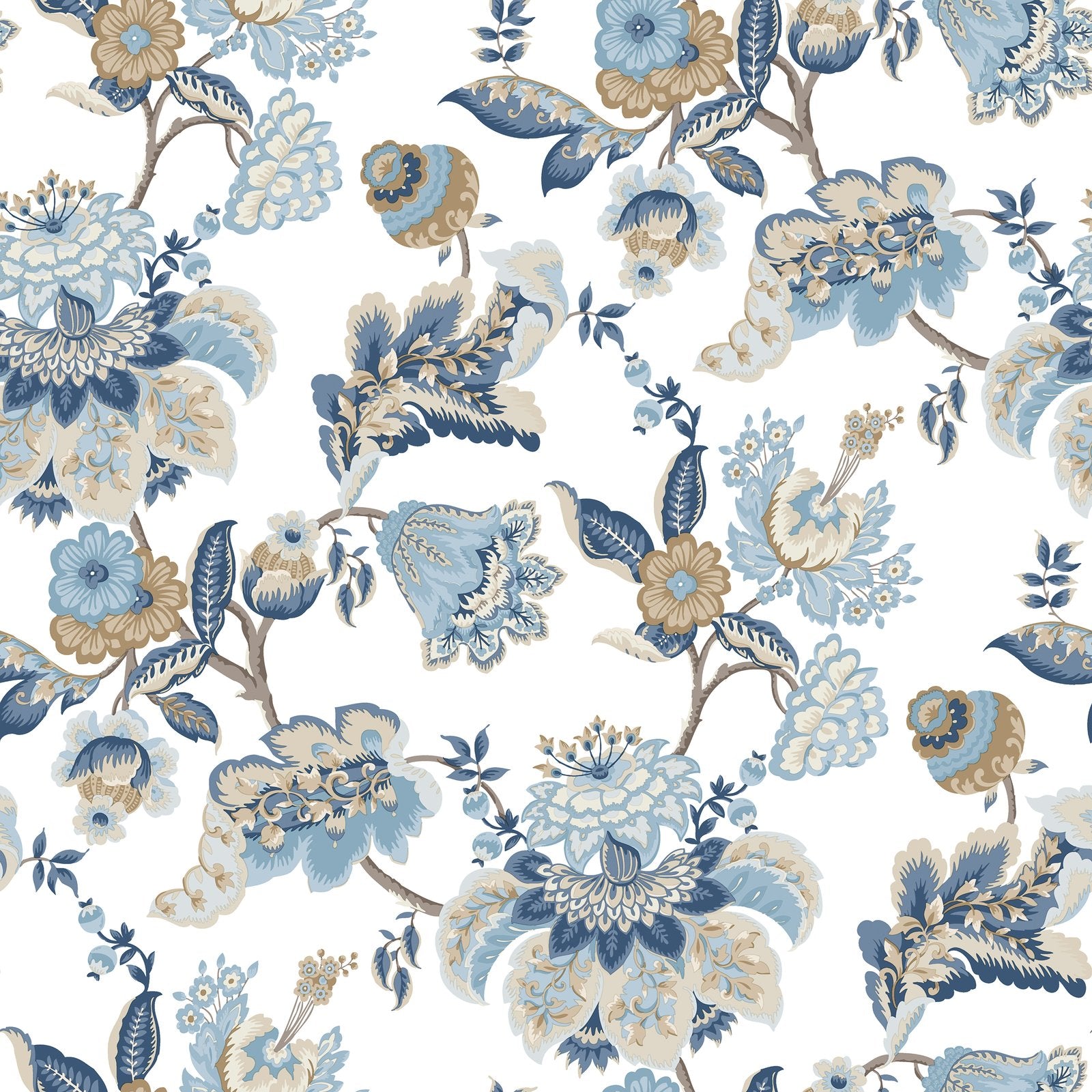 Jacobin Garden Wallpaper in Blue color - pattern number 8303 - by Galerie in the Blooming Garden collection