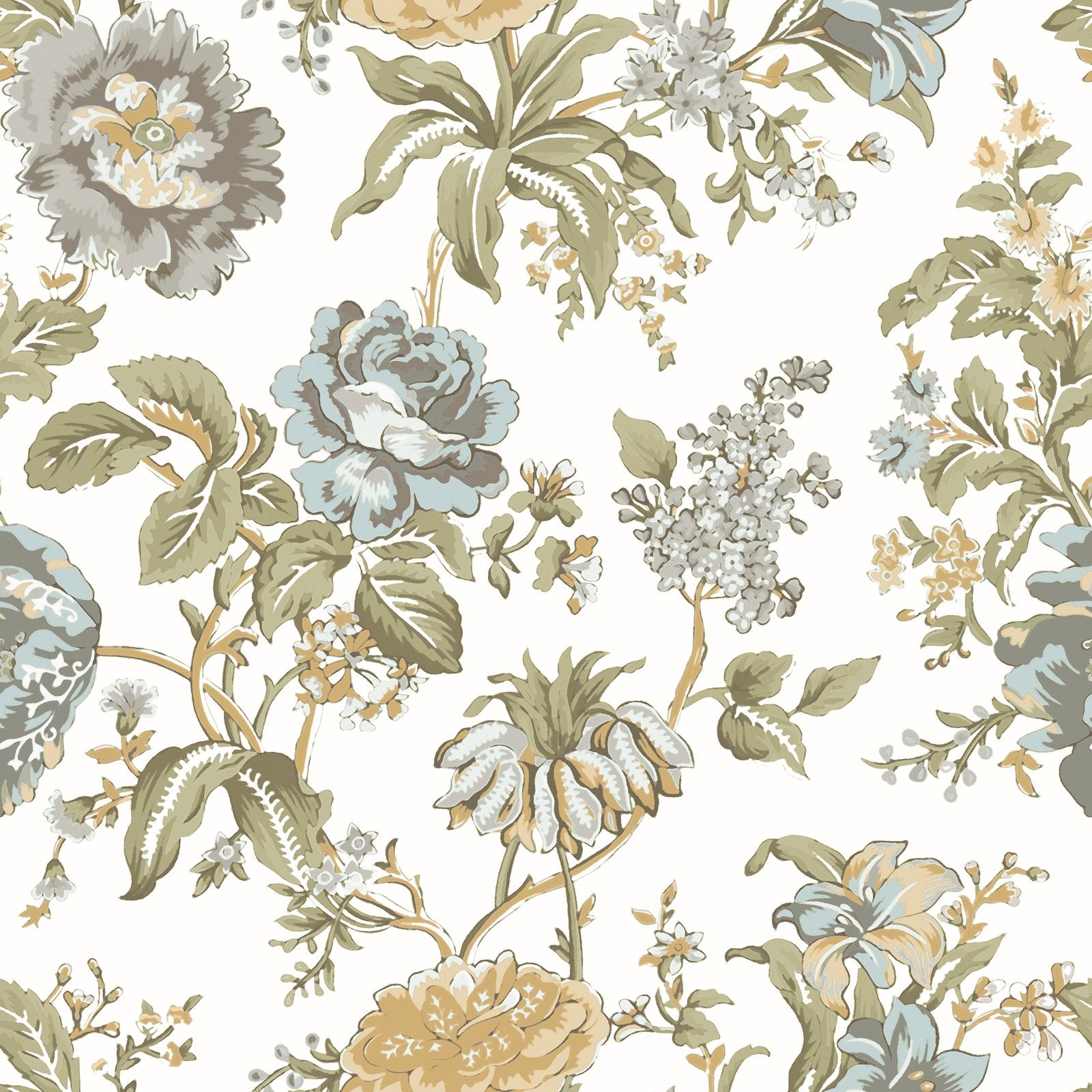 Oriente Garden Wallpaper in Blue color - pattern number 8305 - by Galerie in the Blooming Garden collection