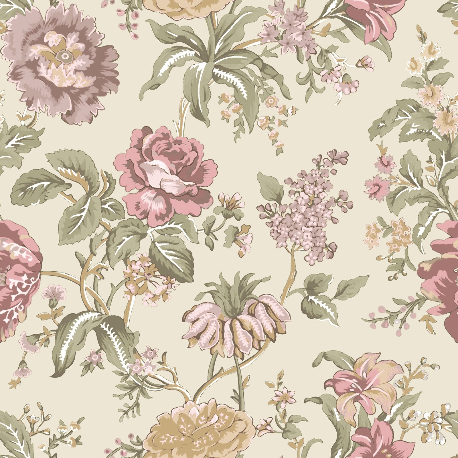 Oriente Garden Wallpaper in Green color - pattern number 8306 - by Galerie in the Blooming Garden collection