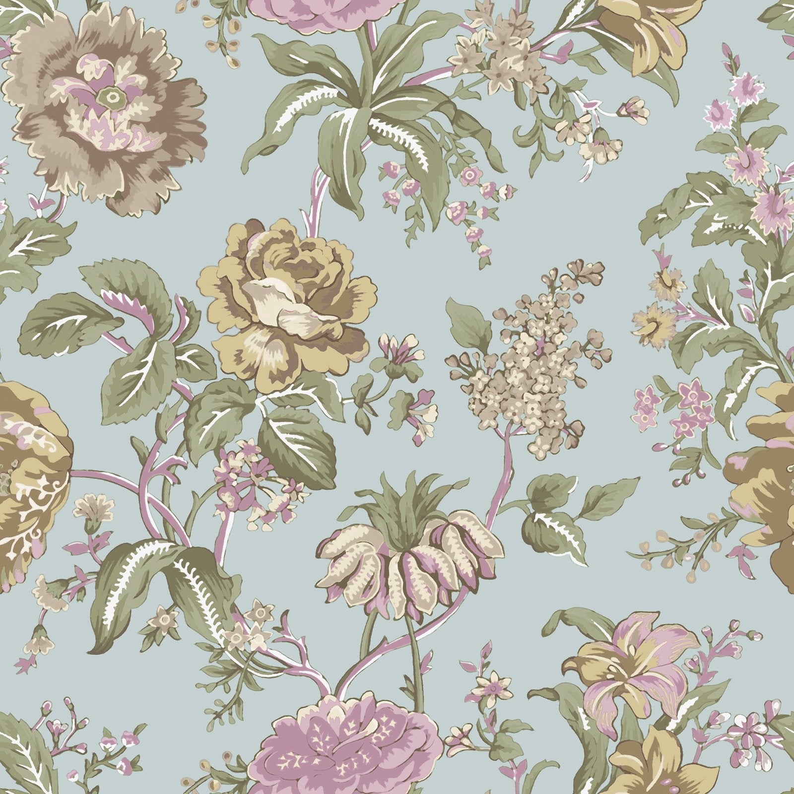 Oriente Garden Wallpaper in Blue color - pattern number 8307 - by Galerie in the Blooming Garden collection