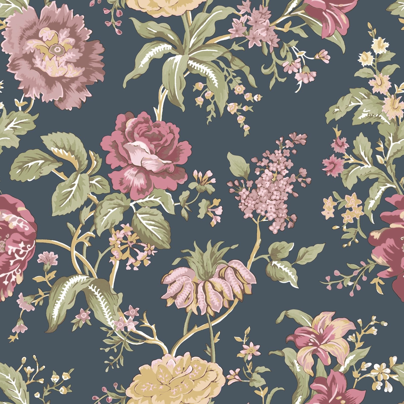 Oriente Garden Wallpaper in Blue color - pattern number 8308 - by Galerie in the Blooming Garden collection