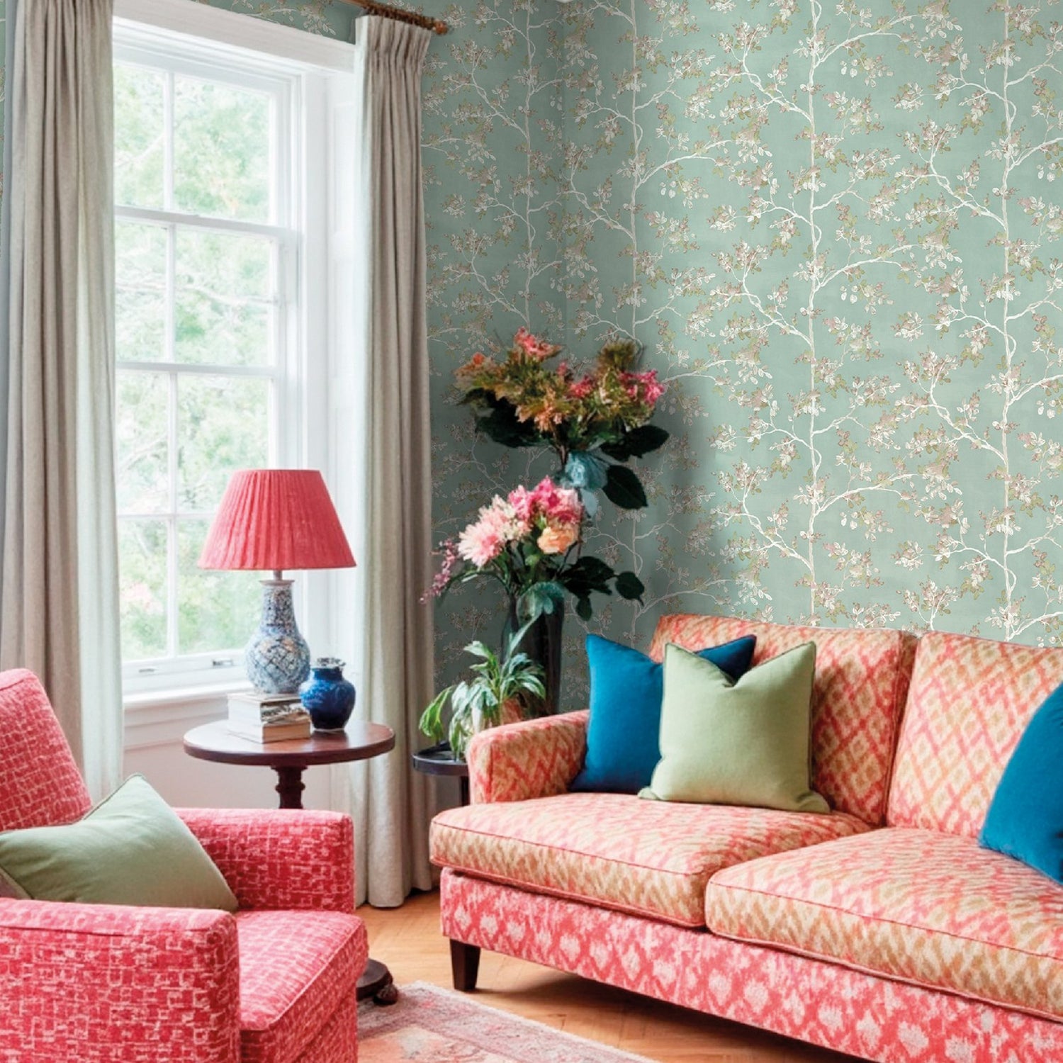 Pesco Garden Wallpaper in Blue color - pattern number 8321 - by Galerie in the Blooming Garden collection