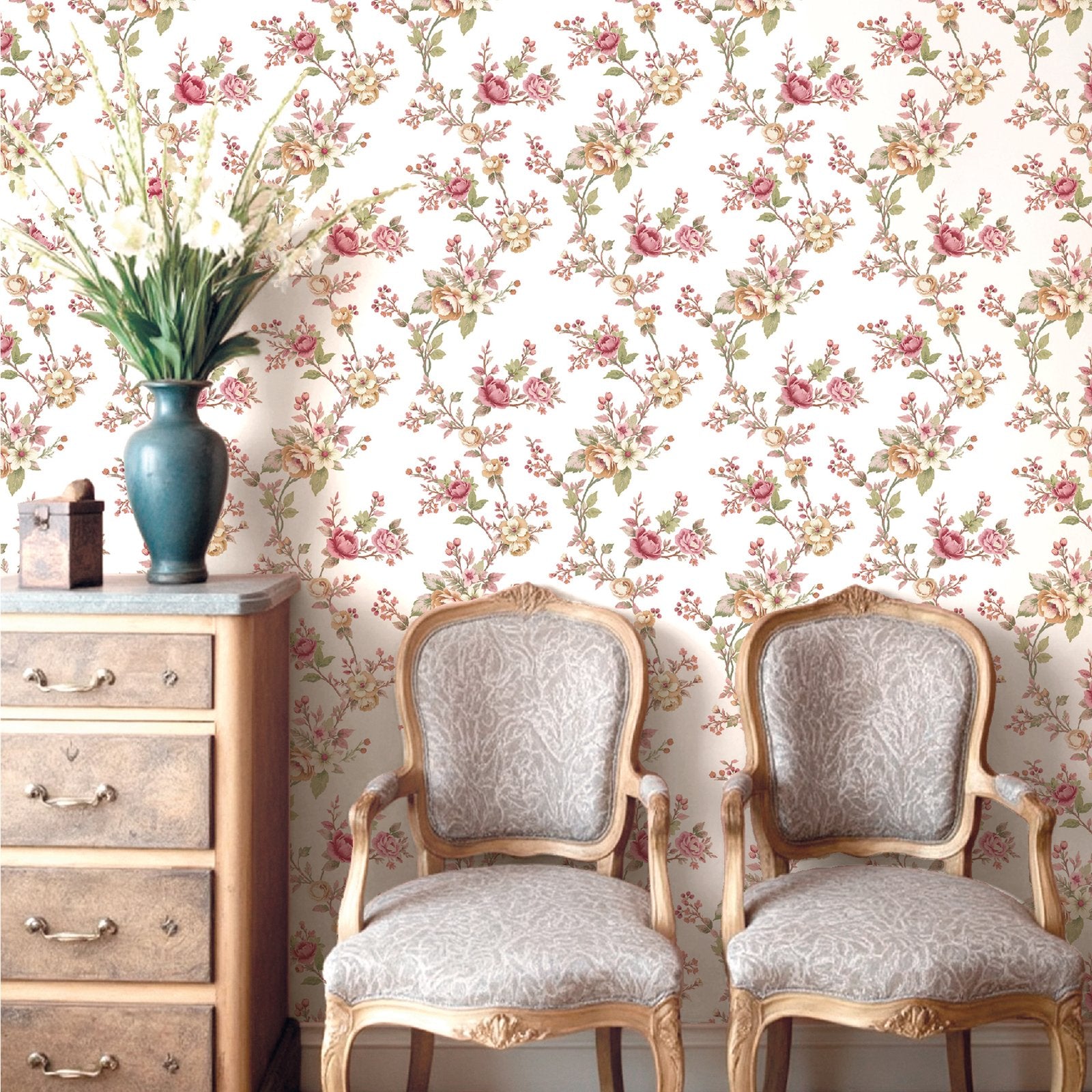 Soffio Garden Wallpaper in Red color - pattern number 8326 - by Galerie in the Blooming Garden collection