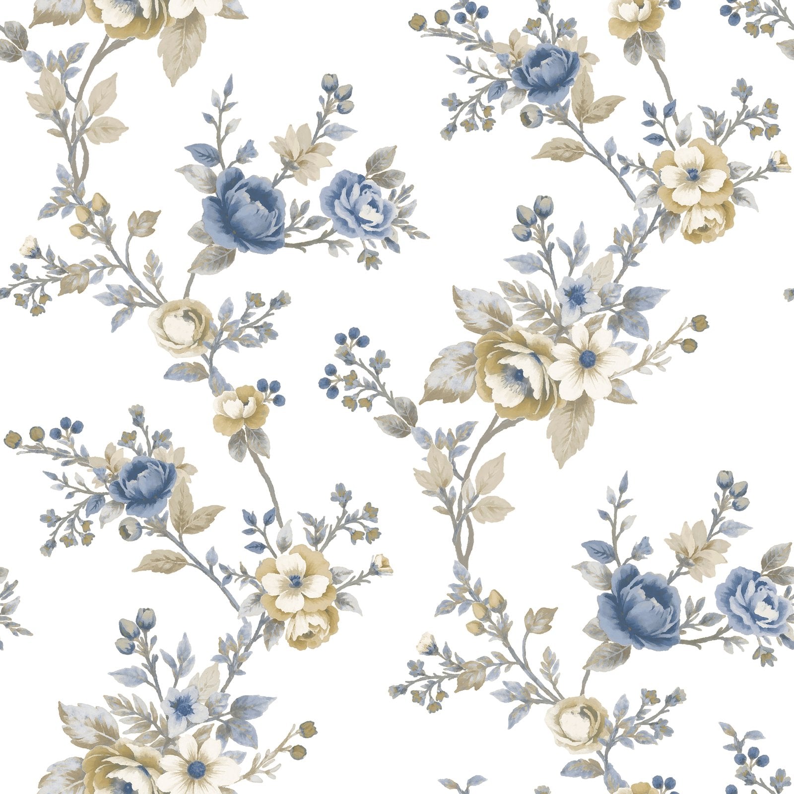 Soffio Garden Wallpaper in Blue color - pattern number 8327 - by Galerie in the Blooming Garden collection