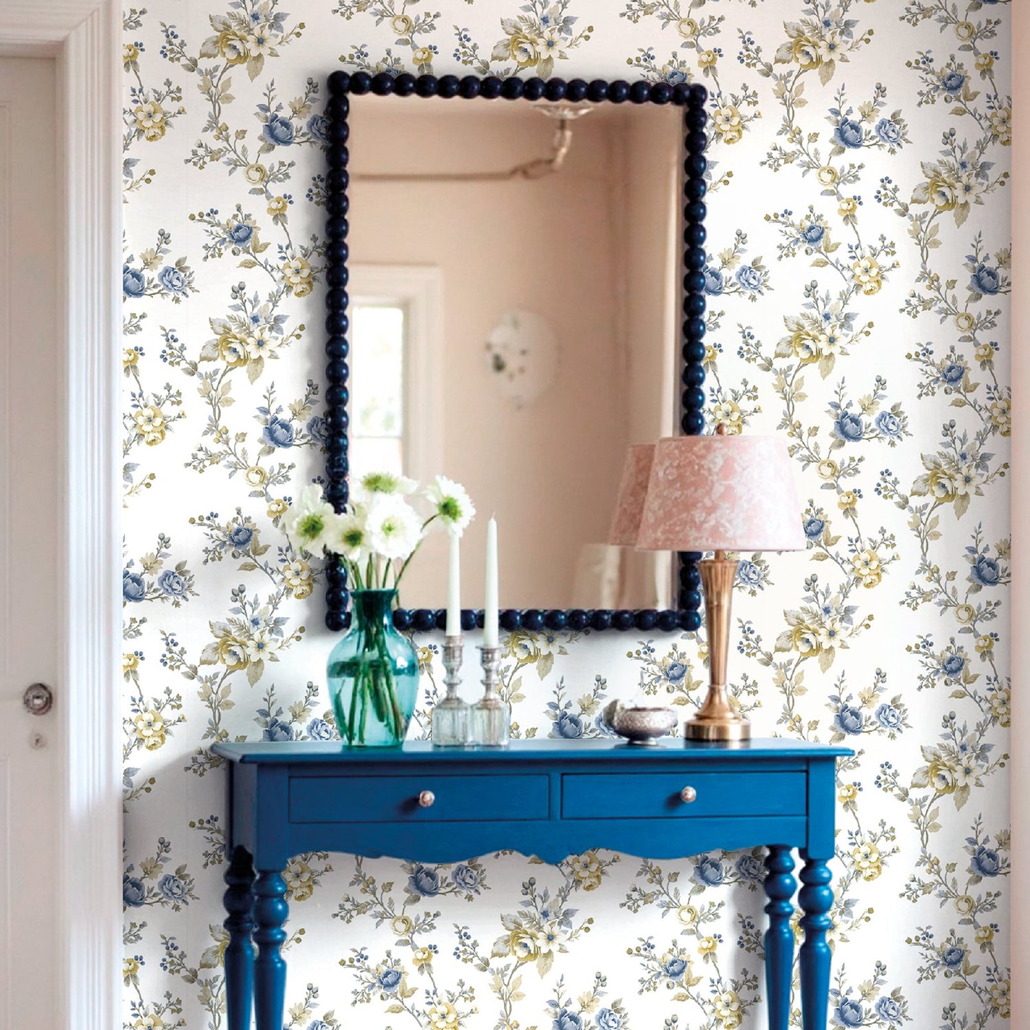 Soffio Garden Wallpaper in Blue color - pattern number 8327 - by Galerie in the Blooming Garden collection