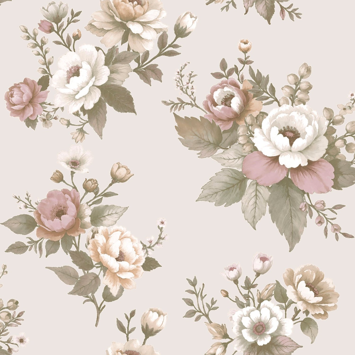 Vintage Garden Wallpaper in Pink color - pattern number 8330 - by Galerie in the Blooming Garden collection