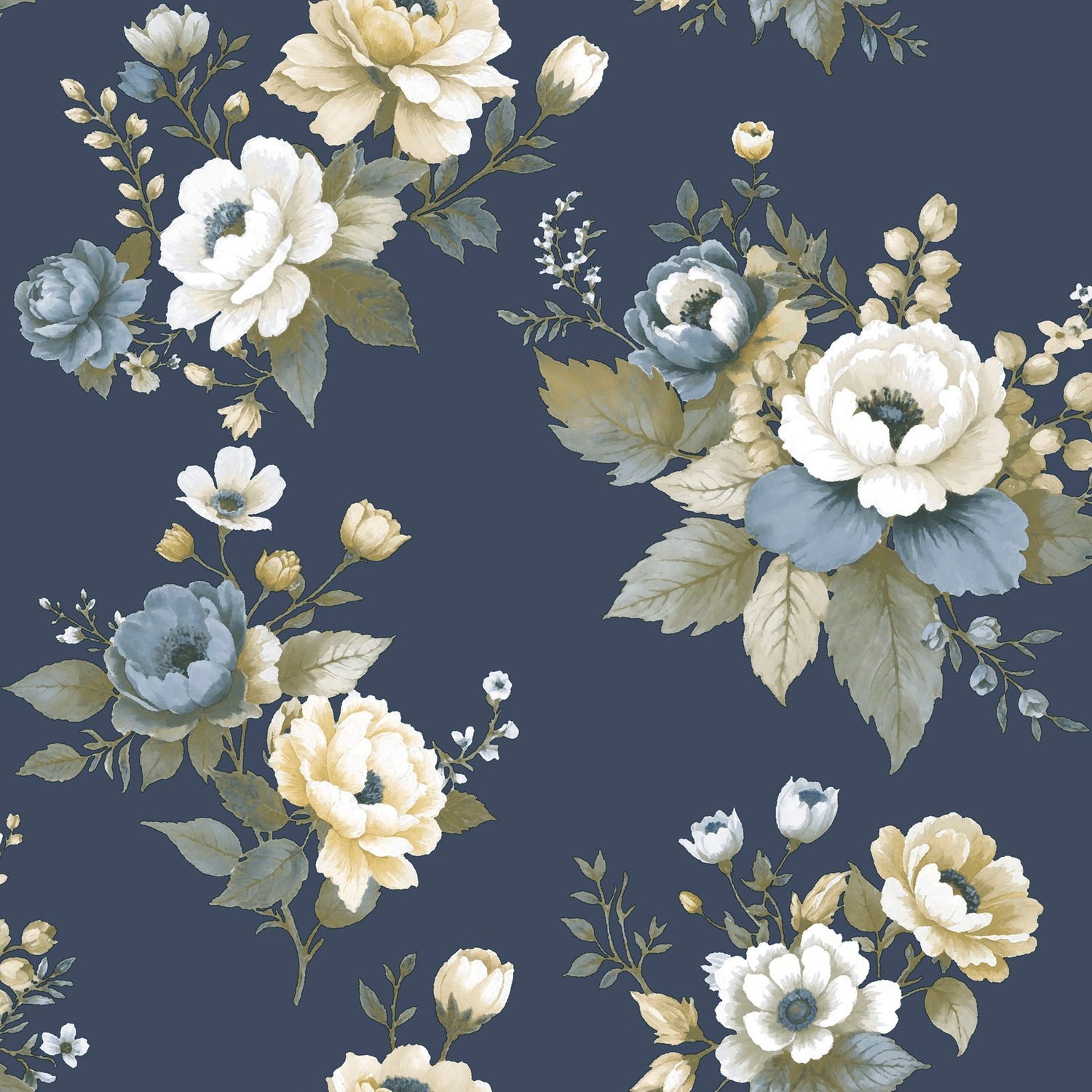 Vintage Garden Wallpaper in Blue color - pattern number 8332 - by Galerie in the Blooming Garden collection