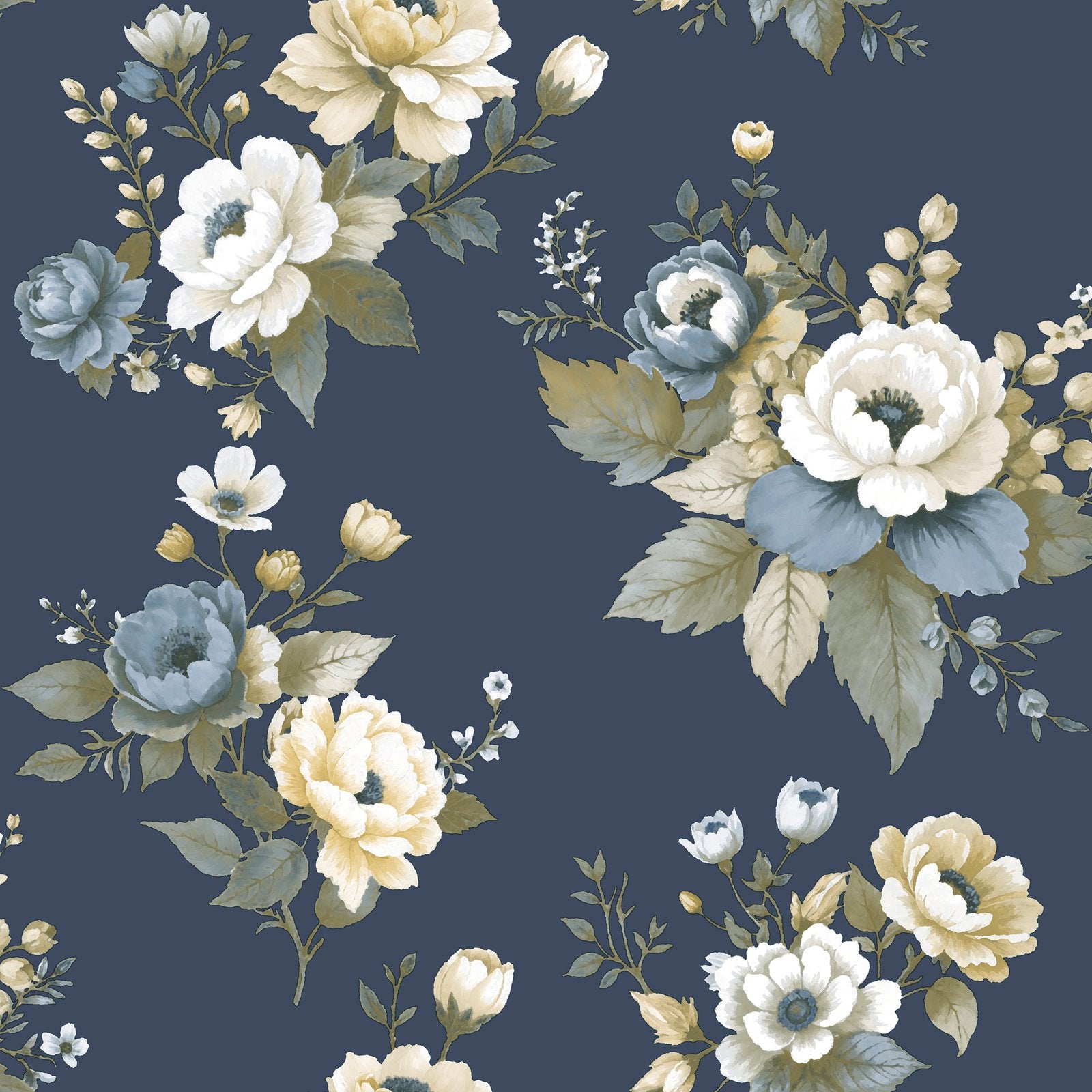 Vintage Garden Wallpaper in Blue color - pattern number 8332 - by Galerie in the Blooming Garden collection