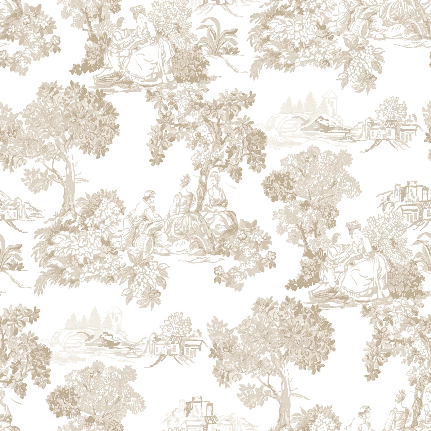 Toile Garden Wallpaper in Beige color - pattern number 8340 - by Galerie in the Blooming Garden collection