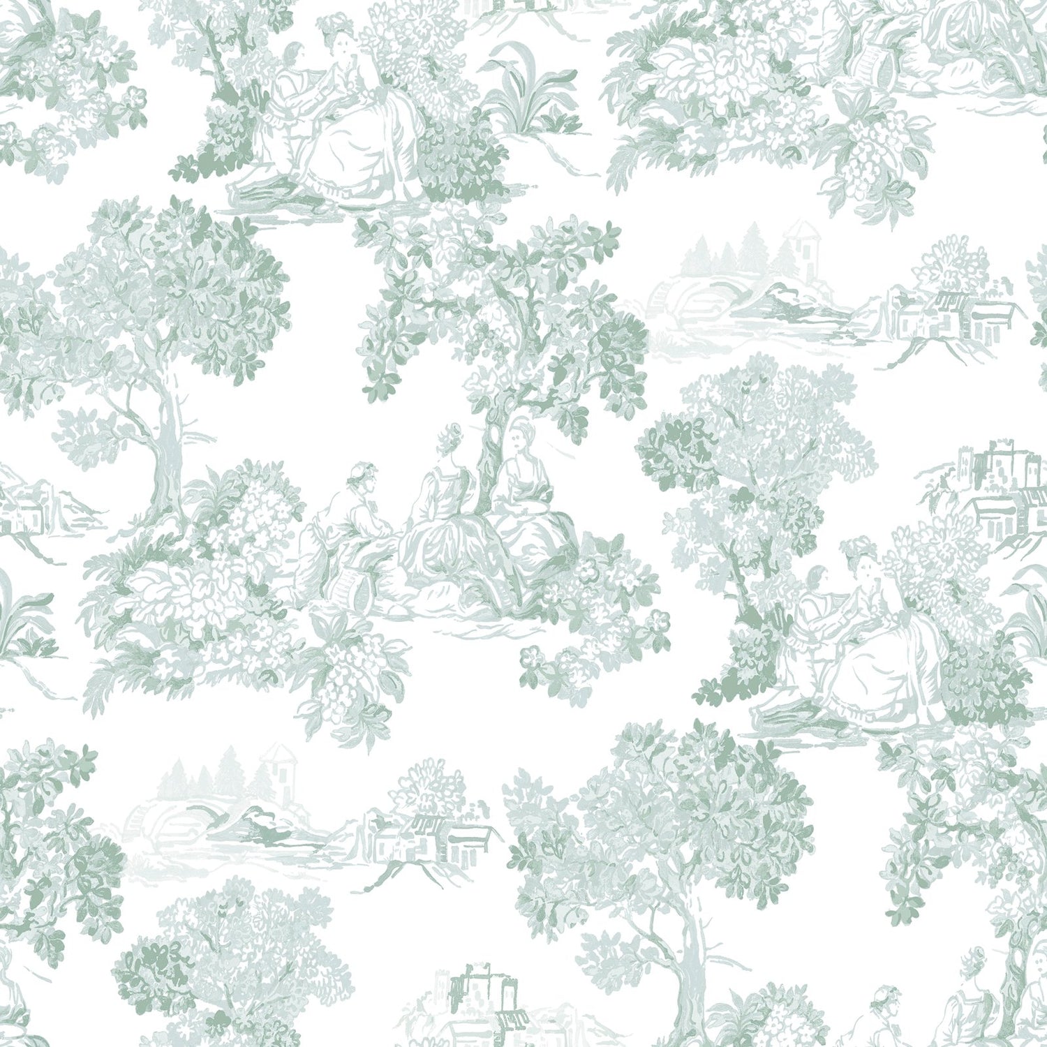 Toile Garden Wallpaper in Blue color - pattern number 8341 - by Galerie in the Blooming Garden collection