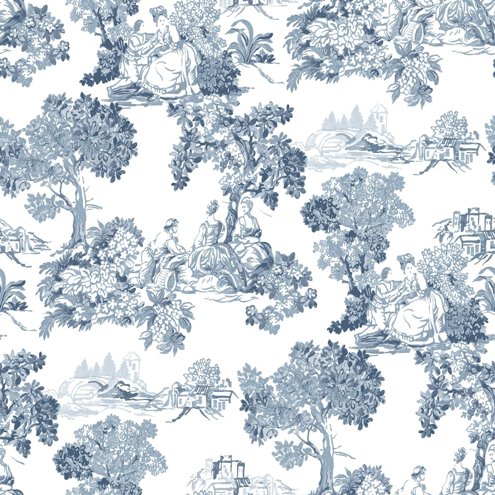 Toile Garden Wallpaper in Blue color - pattern number 8342 - by Galerie in the Blooming Garden collection