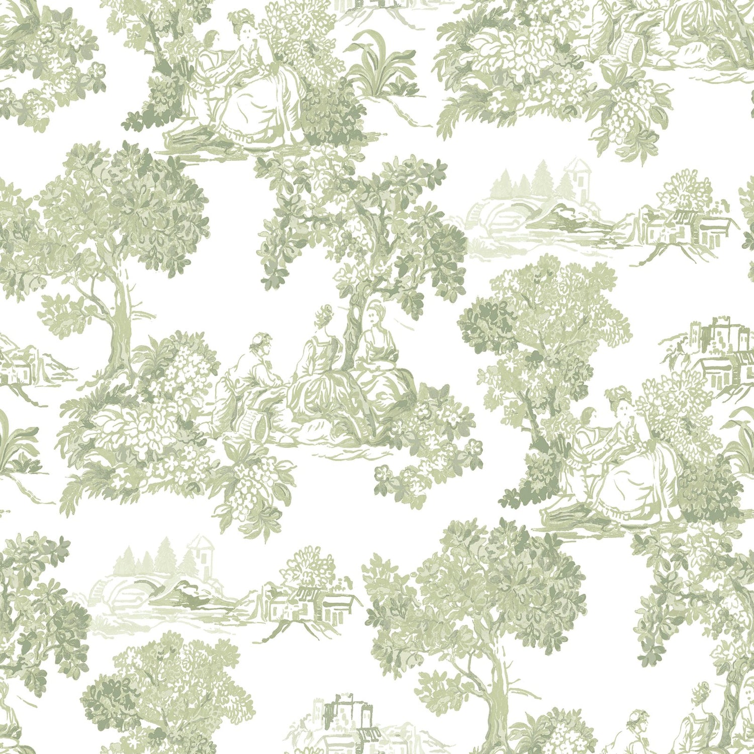 Toile Garden Wallpaper in Green color - pattern number 8344 - by Galerie in the Blooming Garden collection