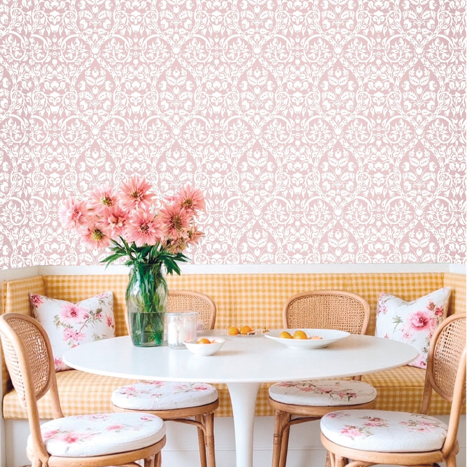 Damasco Garden Wallpaper in Pink color - pattern number 8348 - by Galerie in the Blooming Garden collection