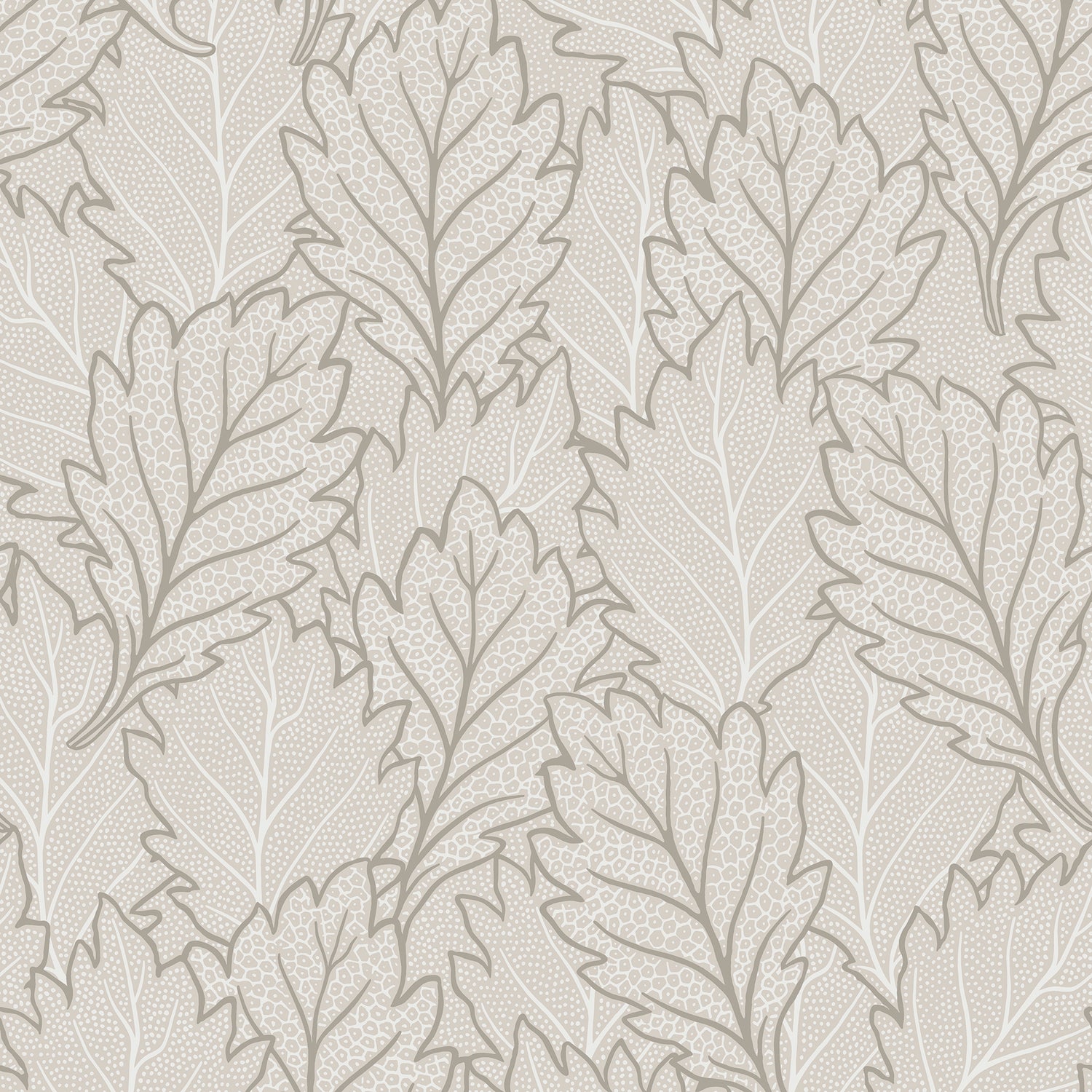 Quercus Leaves Wallpaper in beige color - pattern number 8421-ANT-AG1 - by Veer Decor in the Veer Decor 2025 Collection collection