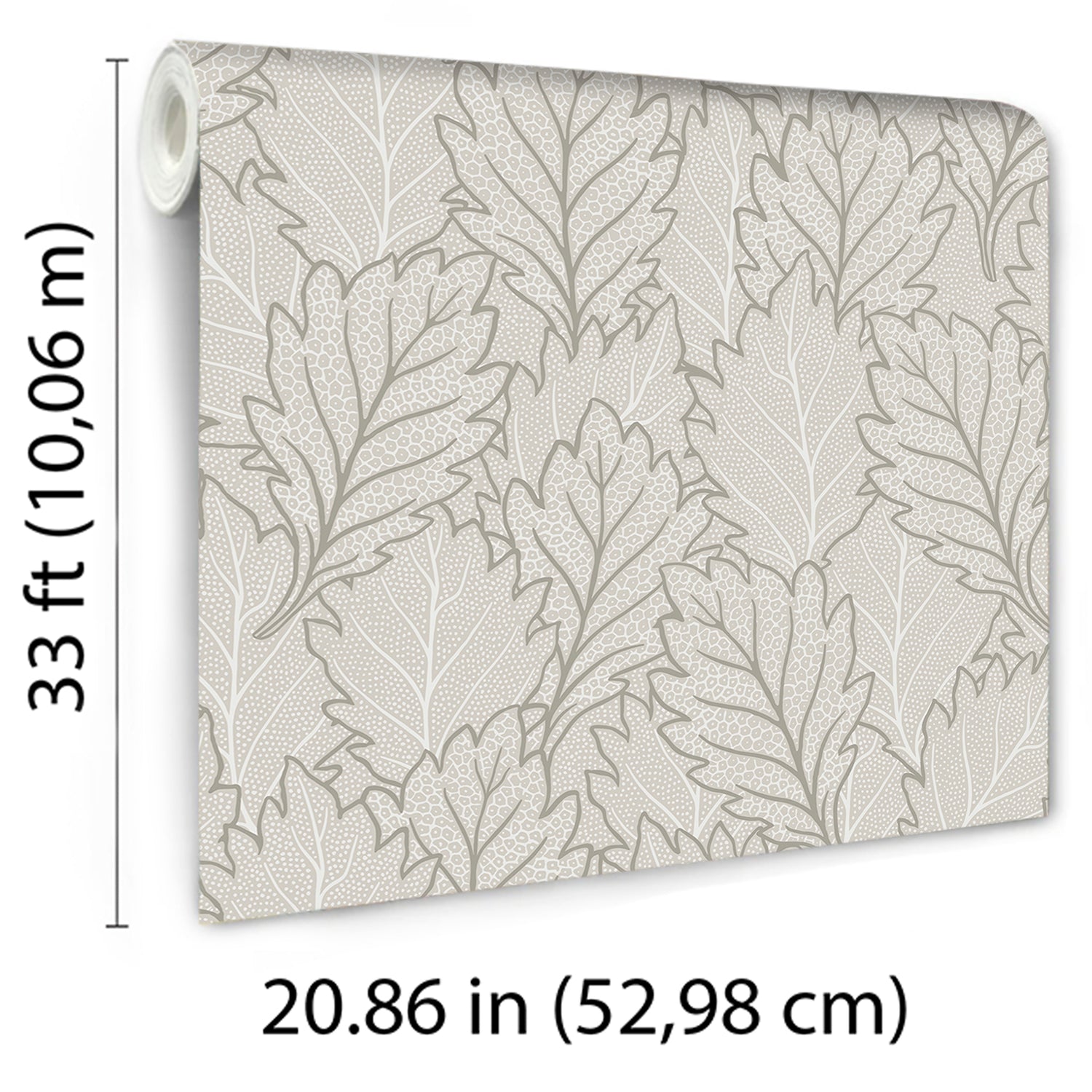 Quercus Leaves Wallpaper in beige color - pattern number 8421-ANT-AG1 - by Veer Decor in the Veer Decor 2025 Collection collection