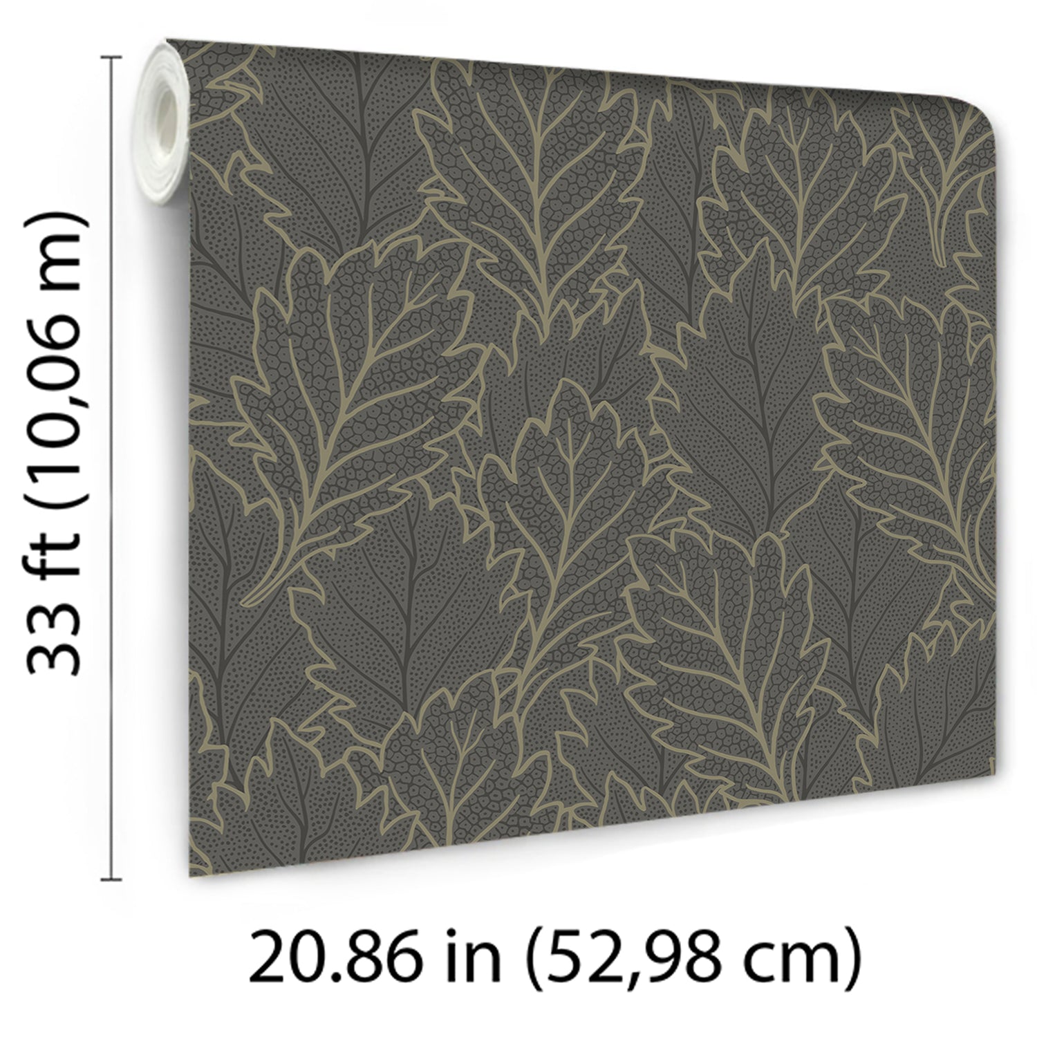Quercus Leaves Wallpaper in gray color - pattern number 8421-ANT-AG4 - by Veer Decor in the Veer Decor 2025 Collection collection