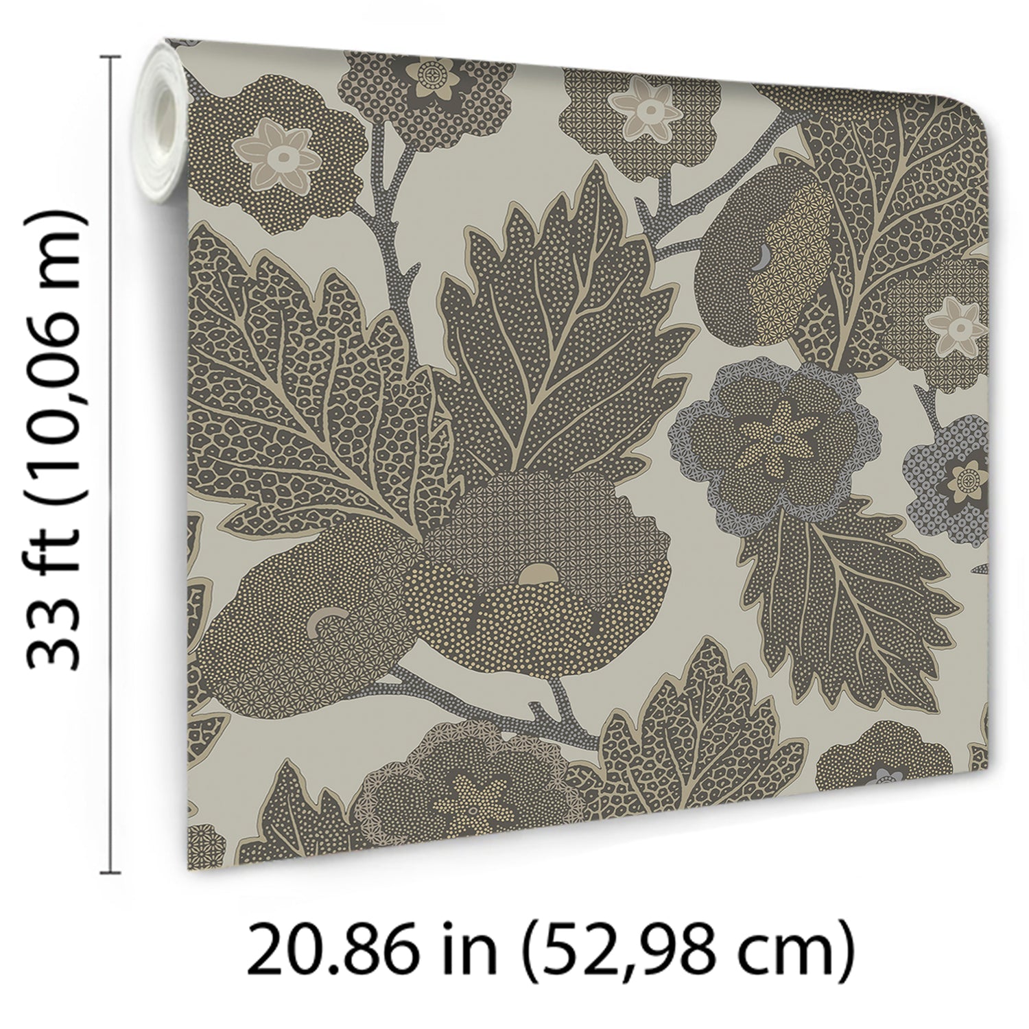 Antibes Flora Wallpaper in gray color - pattern number 8421-ANT-AH2 - by Veer Decor in the Veer Decor 2025 Collection collection