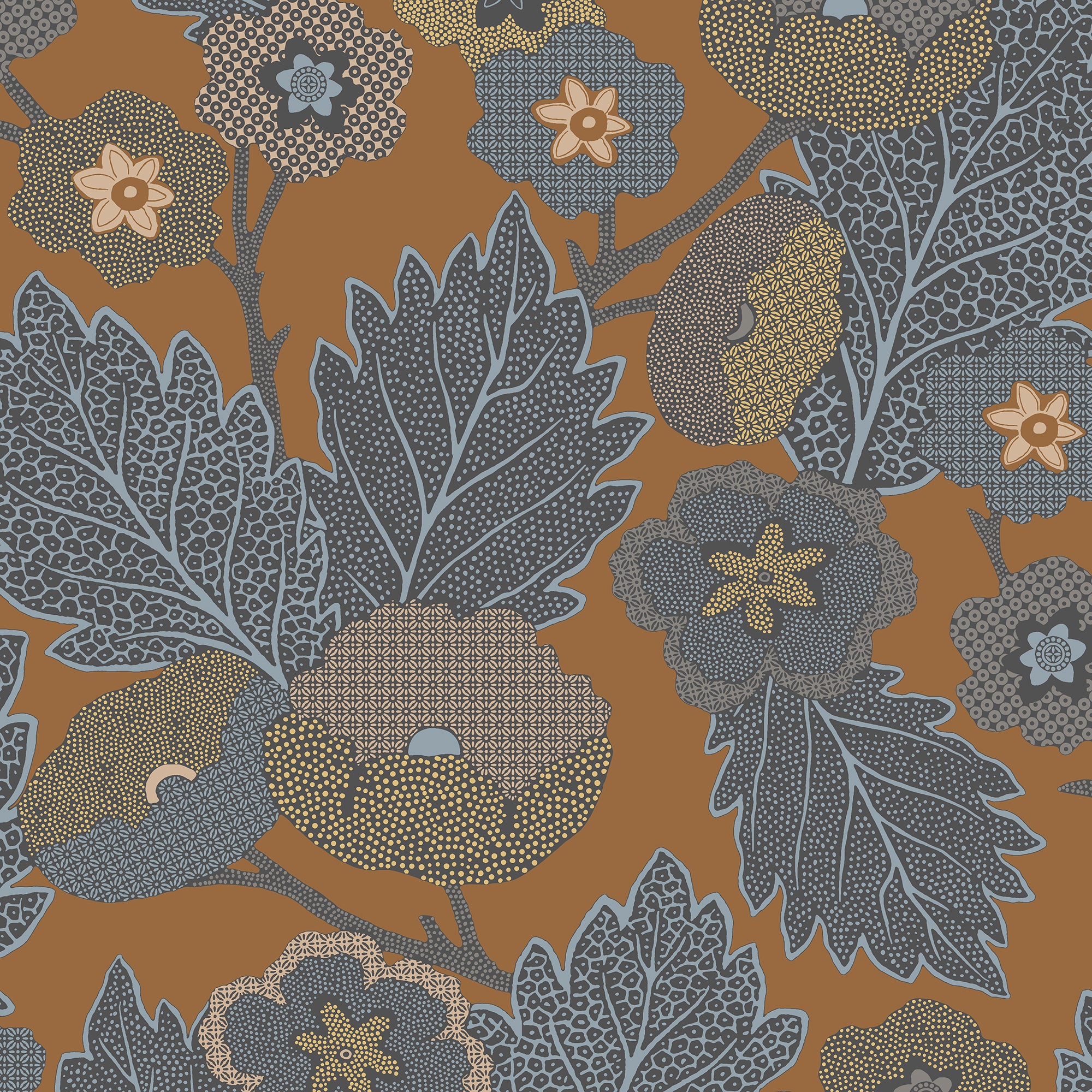 Antibes Flora Wallpaper in brown color - pattern number 8421-ANT-AH3 - by Veer Decor in the Veer Decor 2025 Collection collection