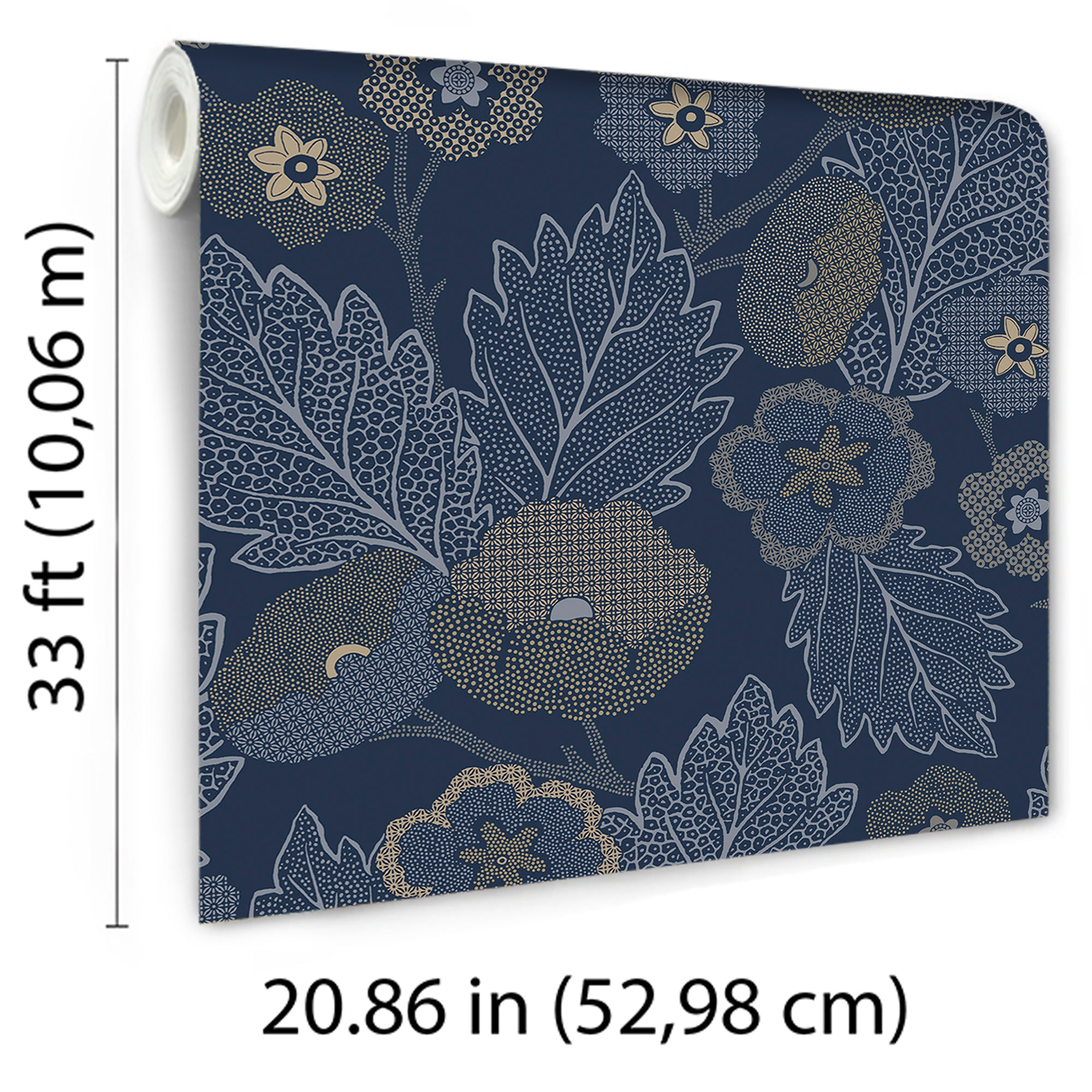 Antibes Flora Wallpaper in navy color - pattern number 8421-ANT-AH4 - by Veer Decor in the Veer Decor 2025 Collection collection