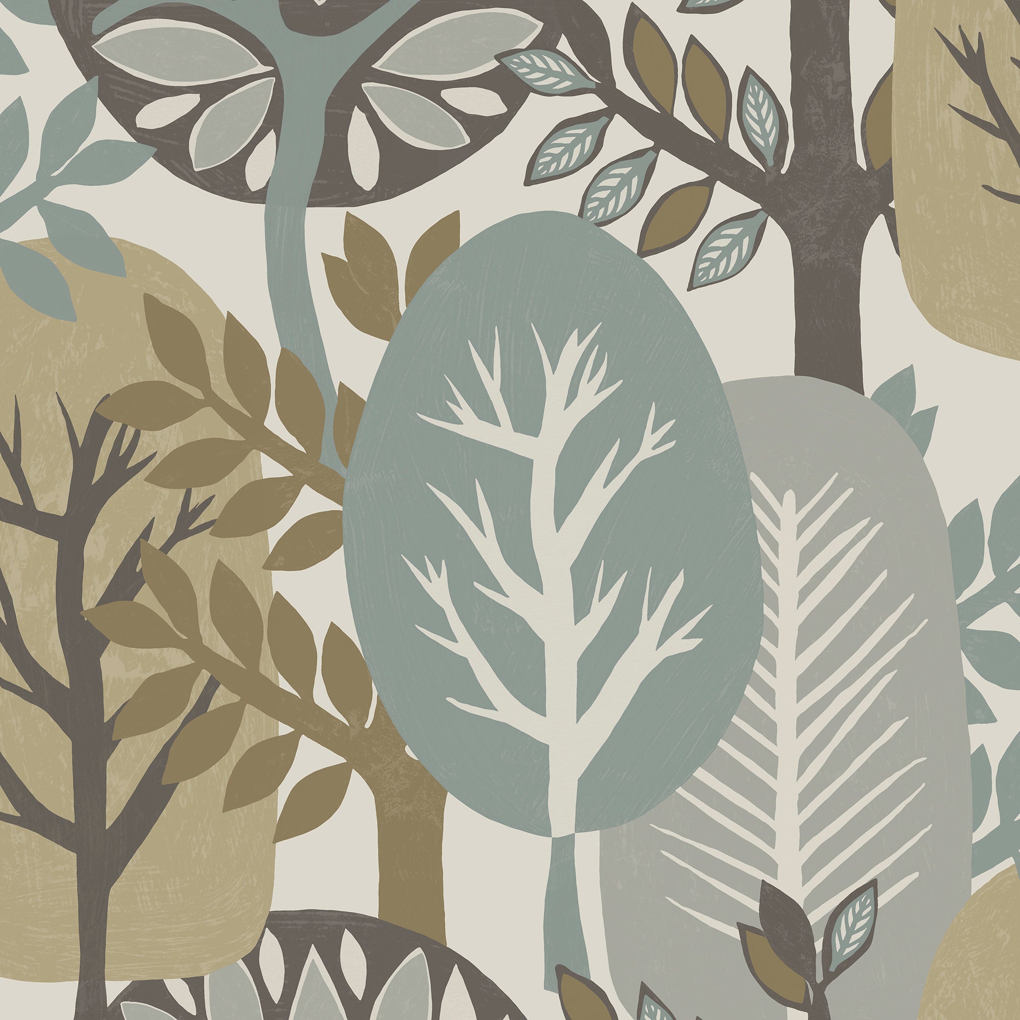 Antibes Nature Forest Wallpaper in blue color - pattern number 8421-ANT-AJ2 - by Veer Decor in the Veer Decor 2025 Collection collection