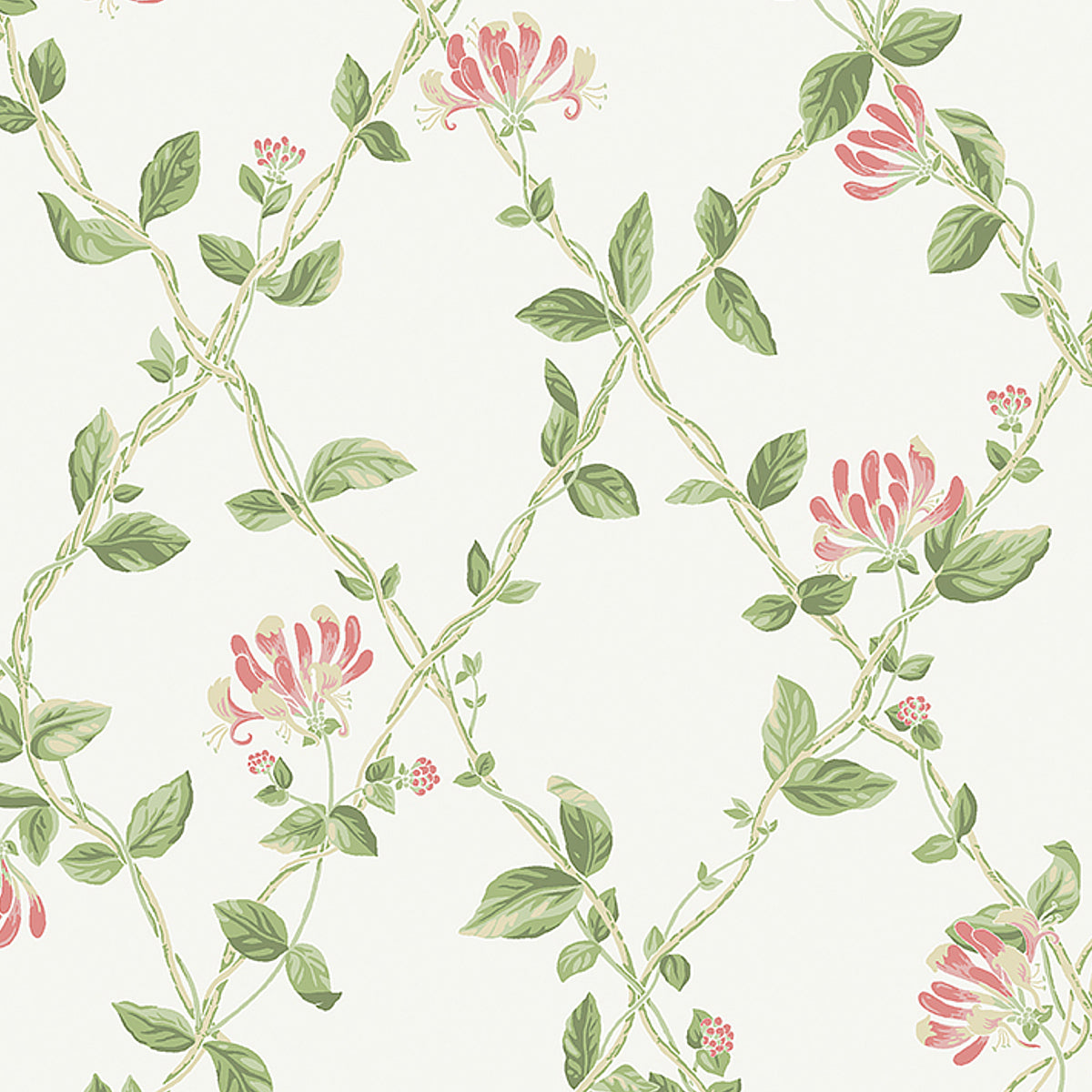 Honeysuckle wallpaper in ivory color - pattern number 8852 - by Schumacher in the Borastapeter collection
