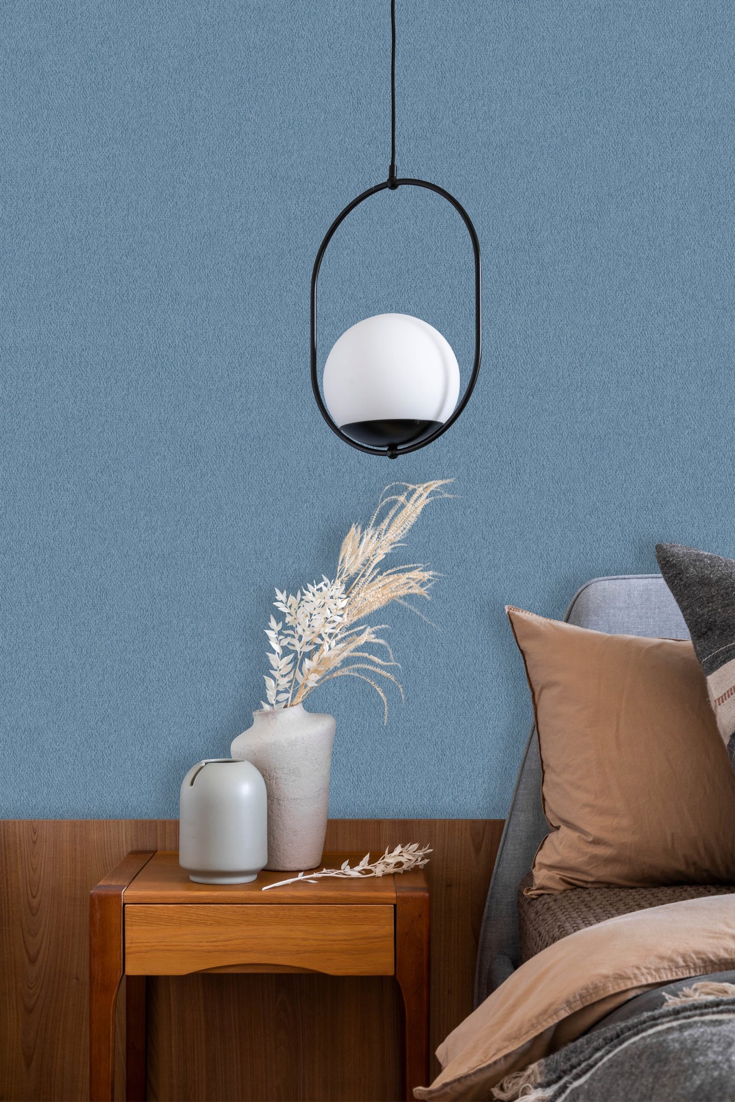 Fibre wallpaper in blue color - pattern number EN91923 - by Galerie in the Energy collection
