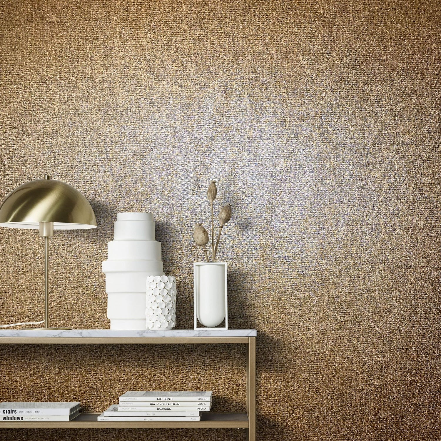Weave wallpaper in orange color - pattern number EN91929 - by Galerie in the Energy collection