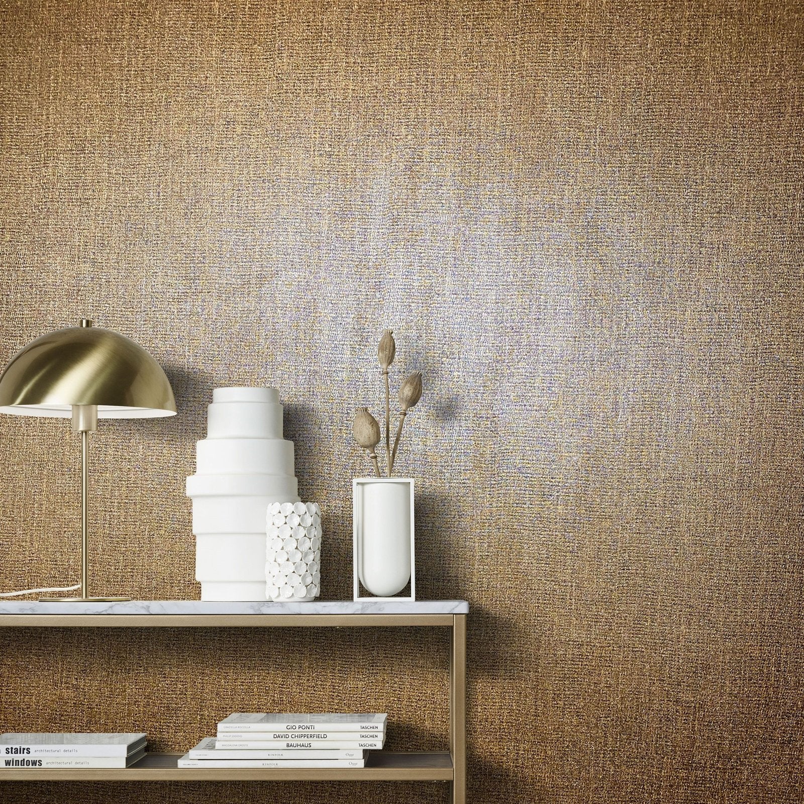 Weave wallpaper in orange color - pattern number EN91929 - by Galerie in the Energy collection