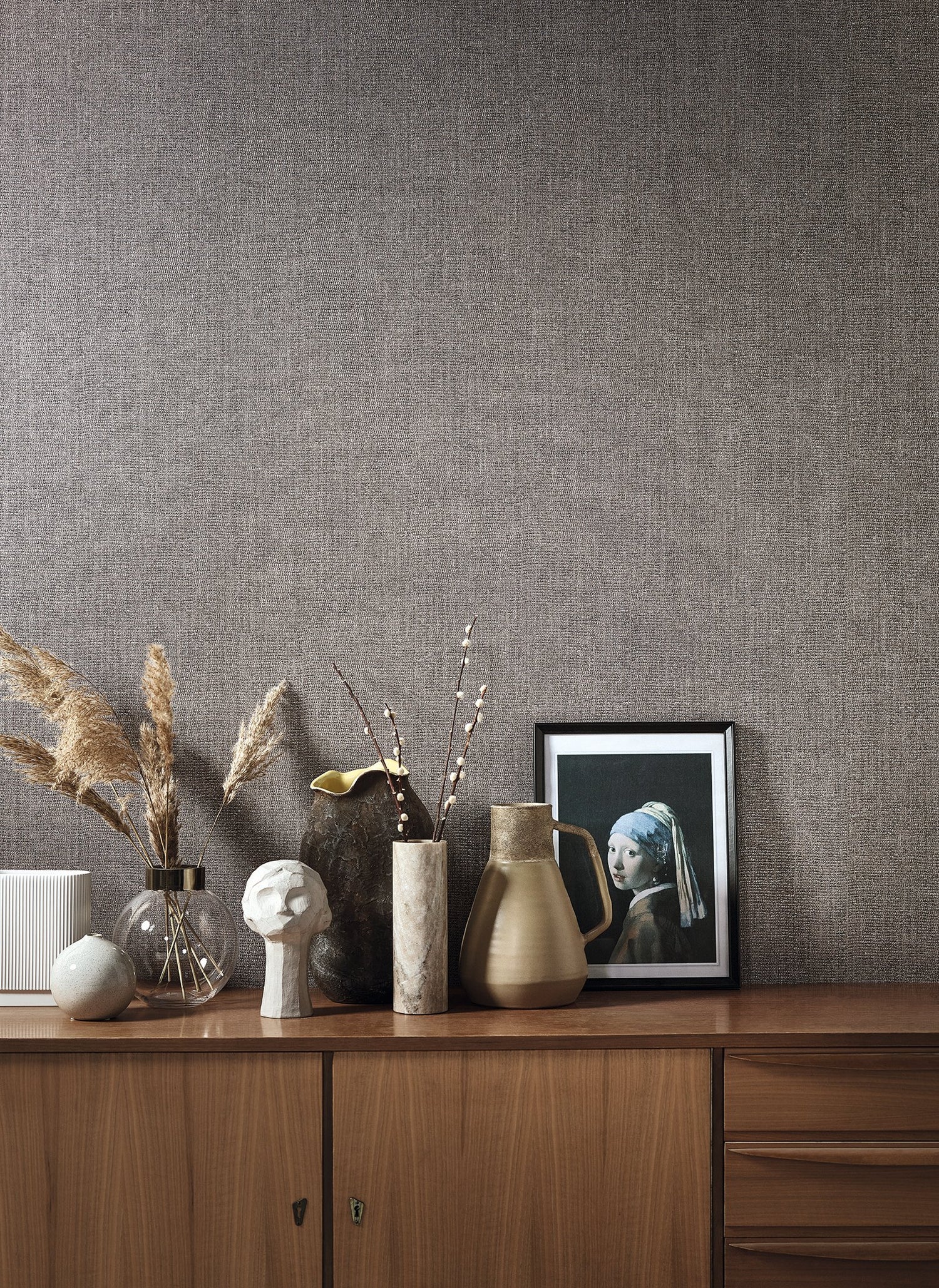Weave wallpaper in bronze brown color - pattern number EN91930 - by Galerie in the Energy collection