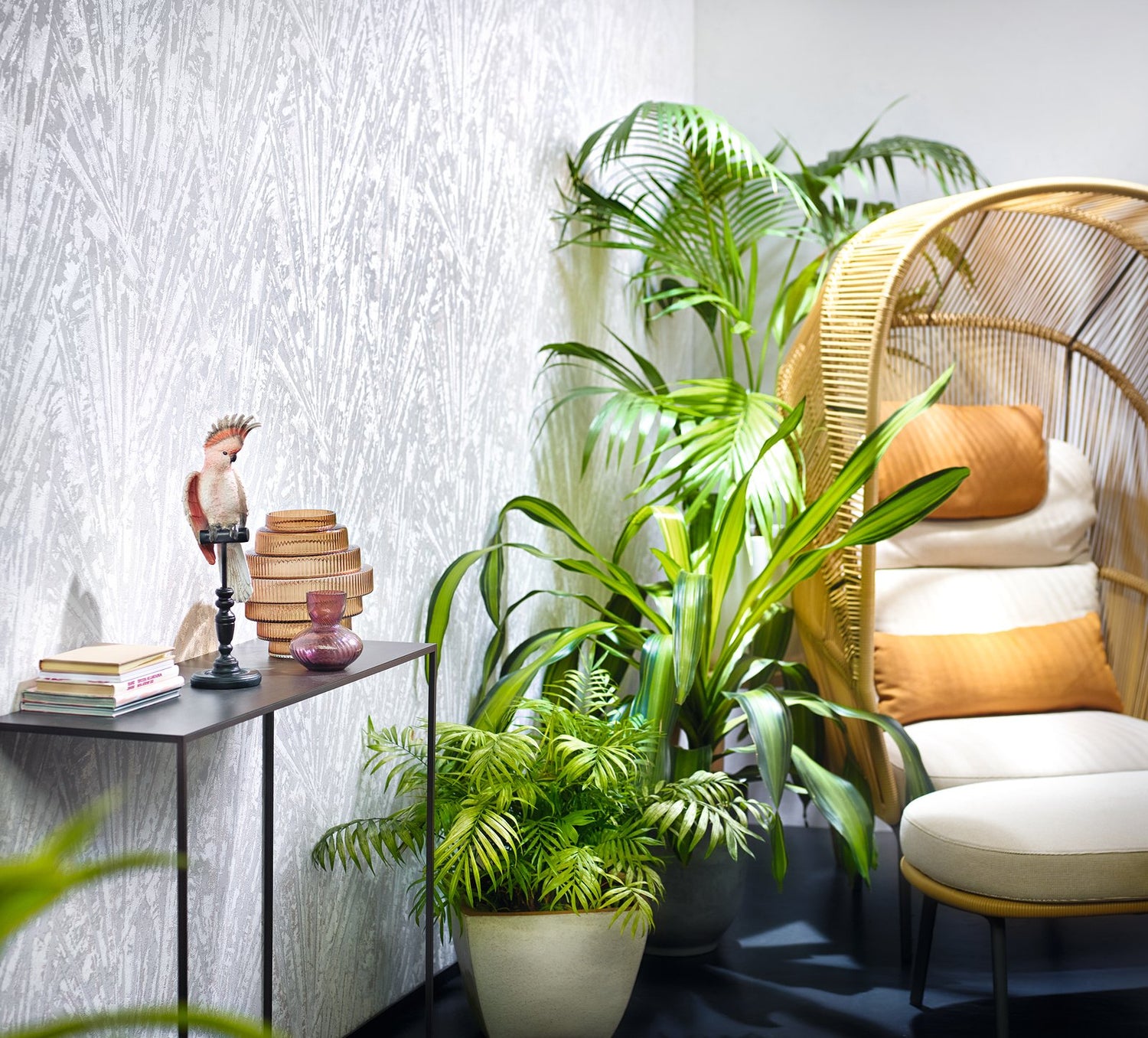 Fan Palm wallpaper in cream color - pattern number EN91935 - by Galerie in the Energy collection
