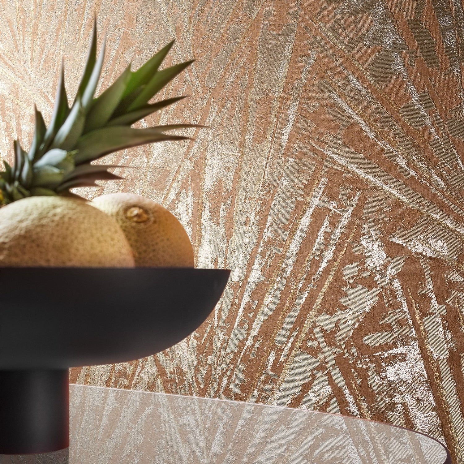 Fan Palm wallpaper in rose gold color - pattern number EN91937 - by Galerie in the Energy collection