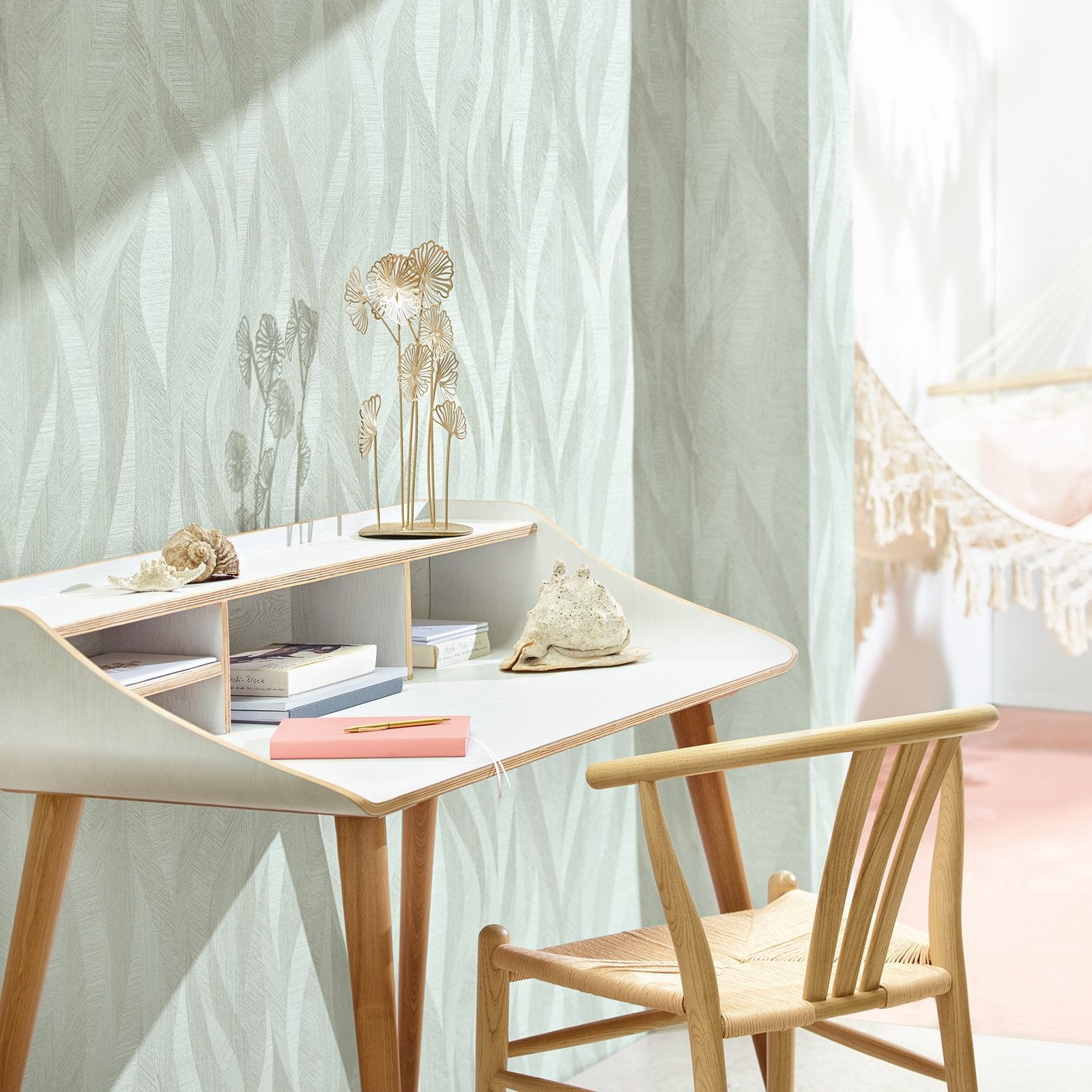 Flame wallpaper in green color - pattern number EN91938 - by Galerie in the Energy collection