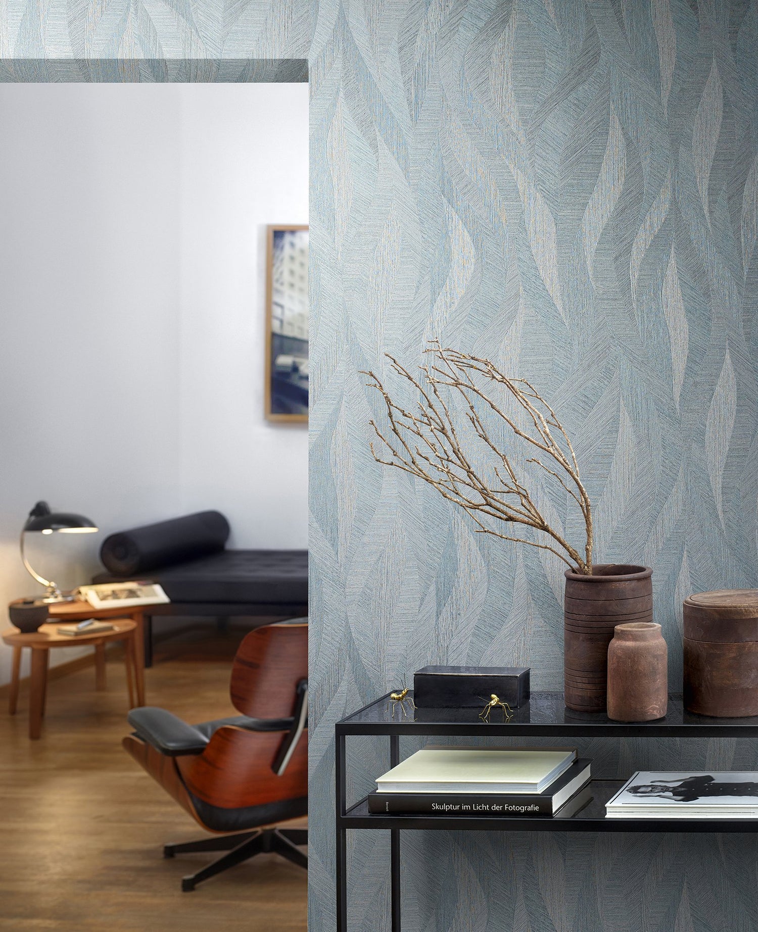 Flame wallpaper in blue color - pattern number EN91939 - by Galerie in the Energy collection