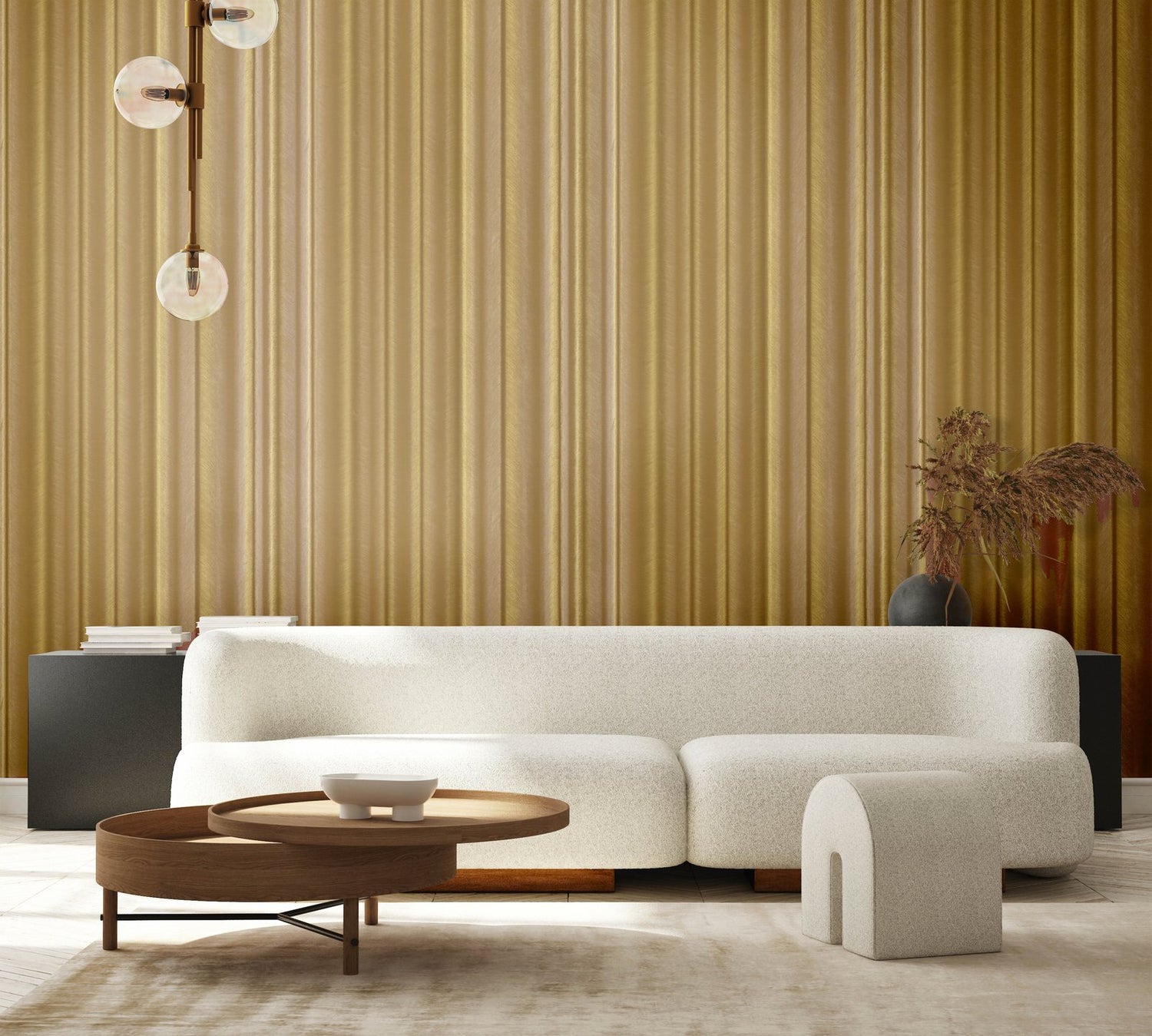 Silk Wave wallpaper in gold color - pattern number EN91950 - by Galerie in the Energy collection