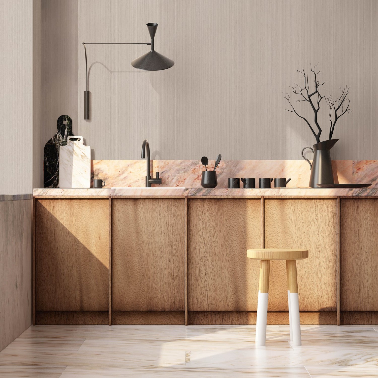 Silk Stripe wallpaper in beige color - pattern number EN91968 - by Galerie in the Energy collection