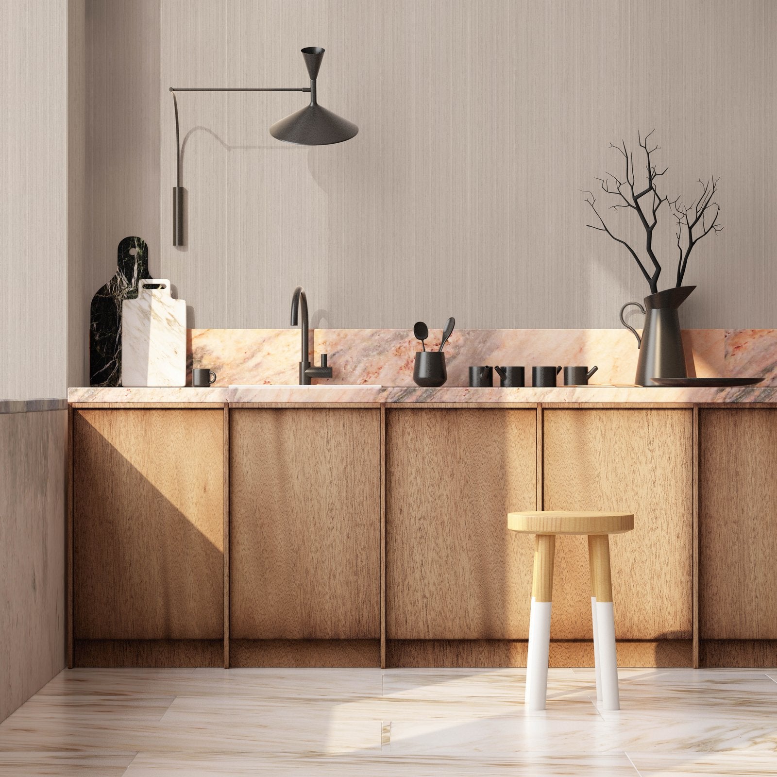 Silk Stripe wallpaper in beige color - pattern number EN91968 - by Galerie in the Energy collection
