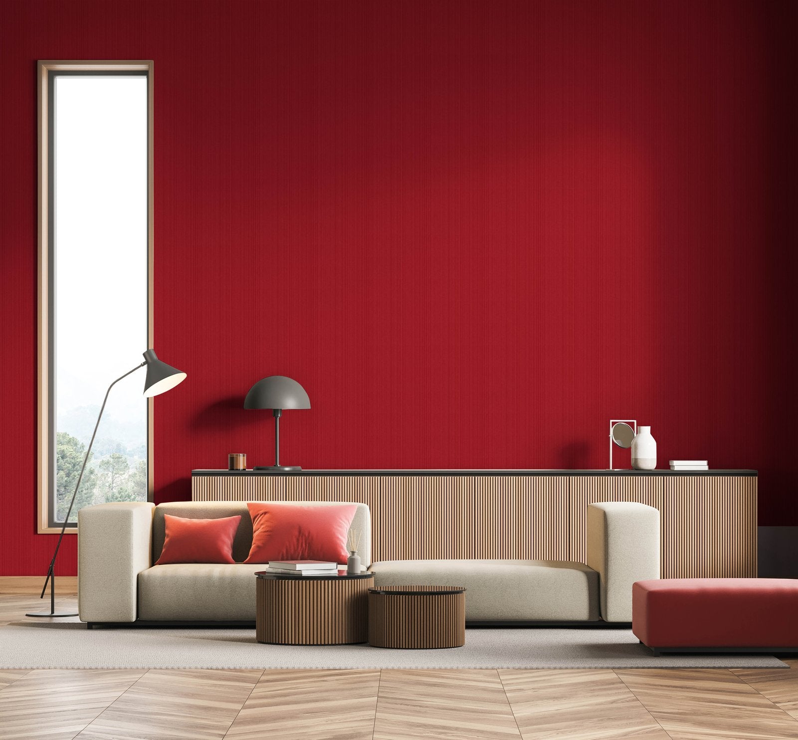 Silk Stripe wallpaper in red color - pattern number EN91969 - by Galerie in the Energy collection