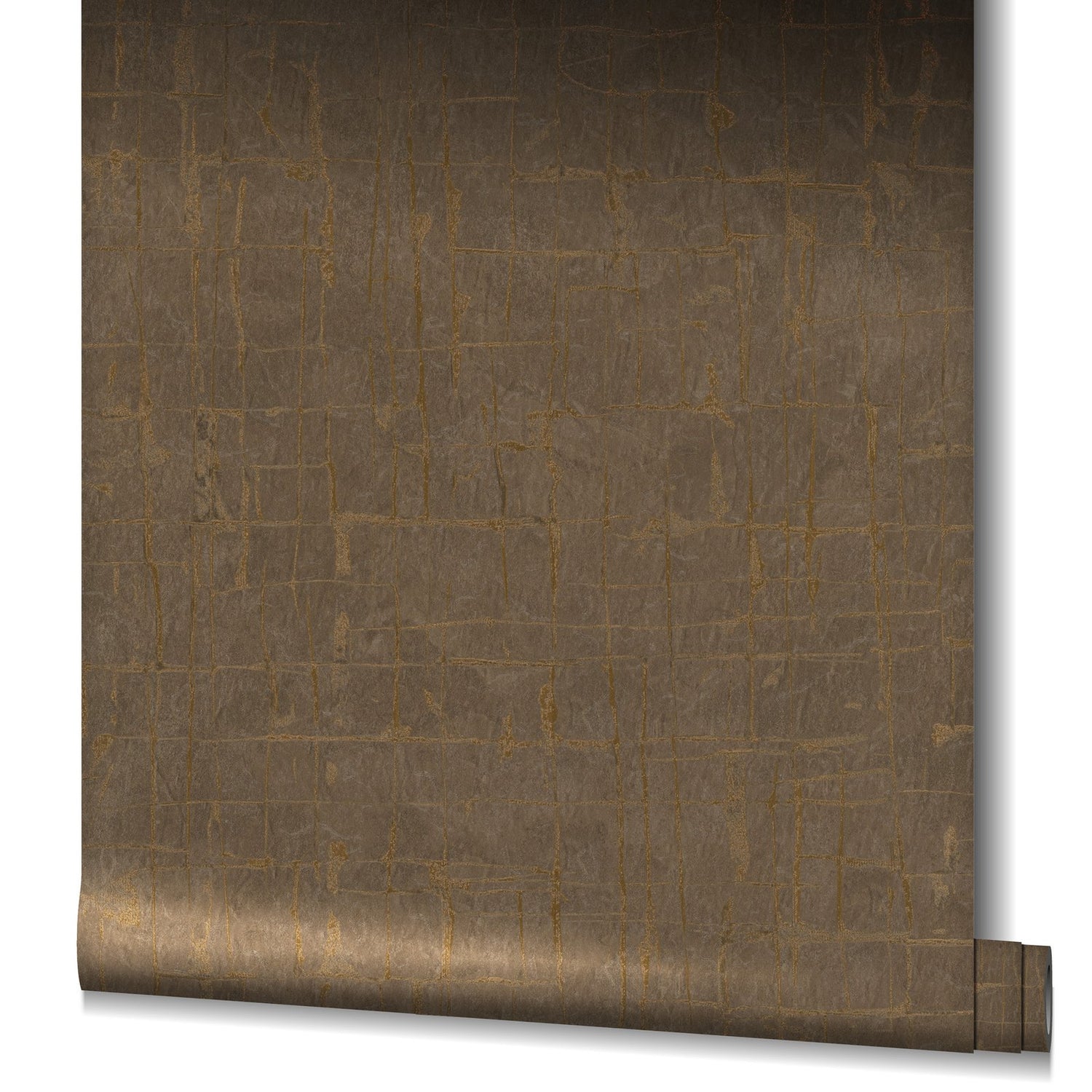 Stonework wallpaper in bronze brown color - pattern number EN91980 - by Galerie in the Energy collection